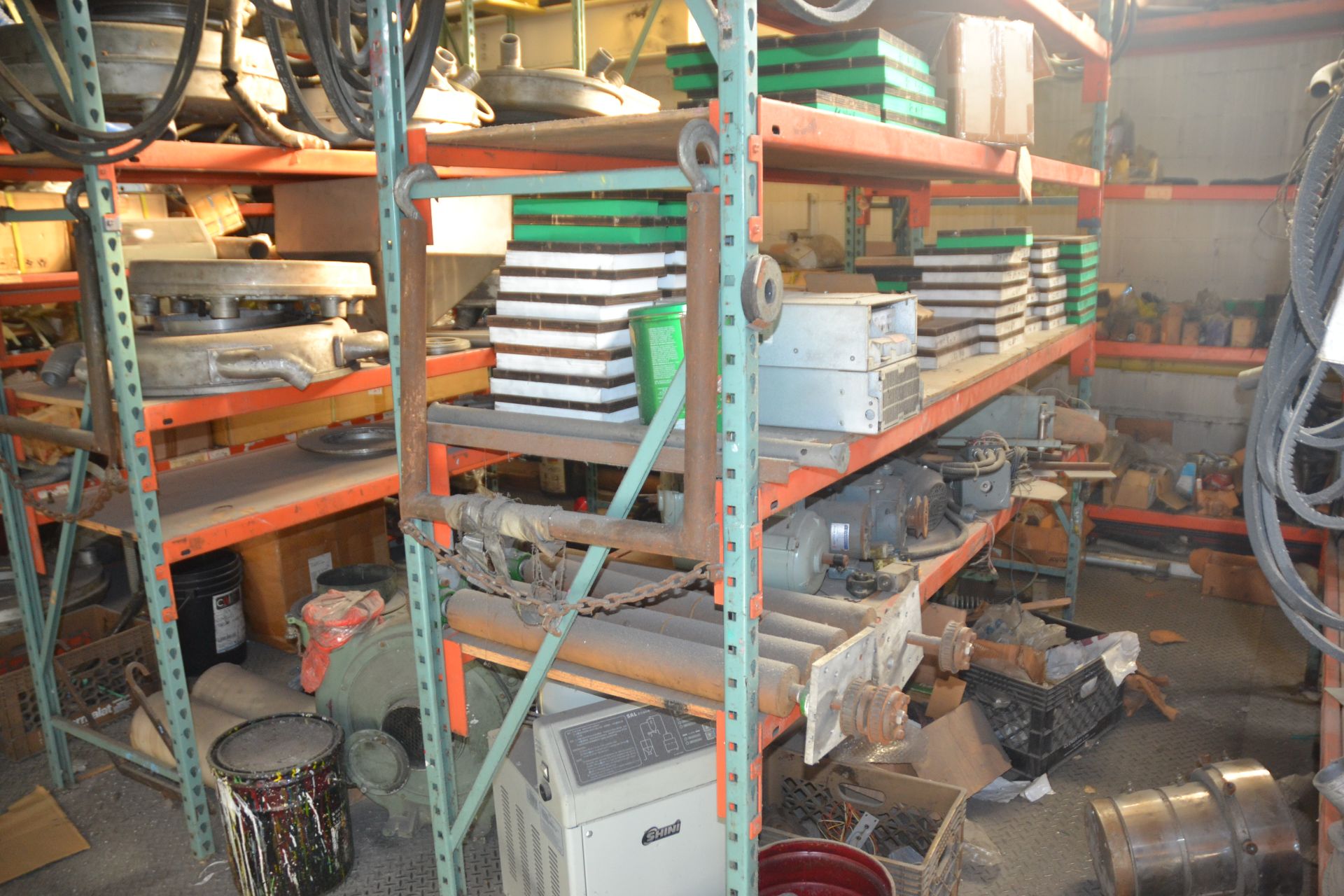 Lot - Assorted Machine Parts on 10 Sections of Racking