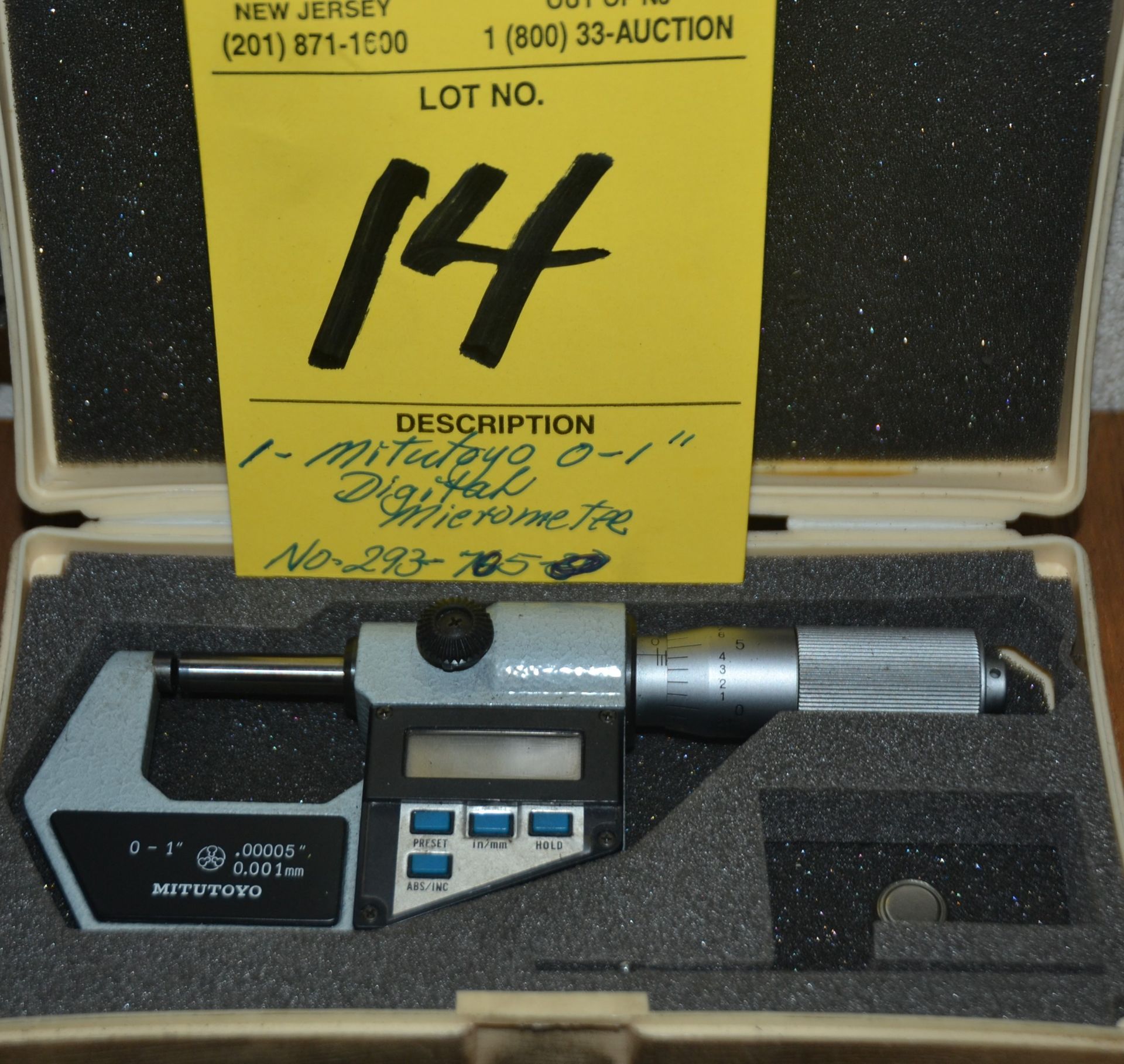 MITUTOYO 0-1" DIGITAL MICROMETER, NO. 293-705