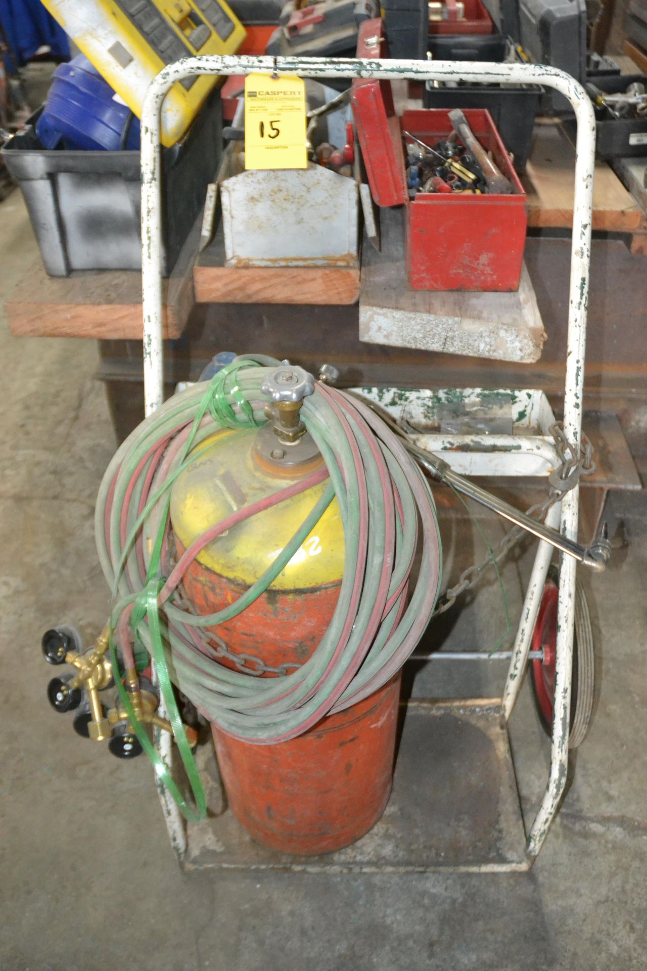 Oxygen and Acetelyene Tank, Gage, Hose and Cart