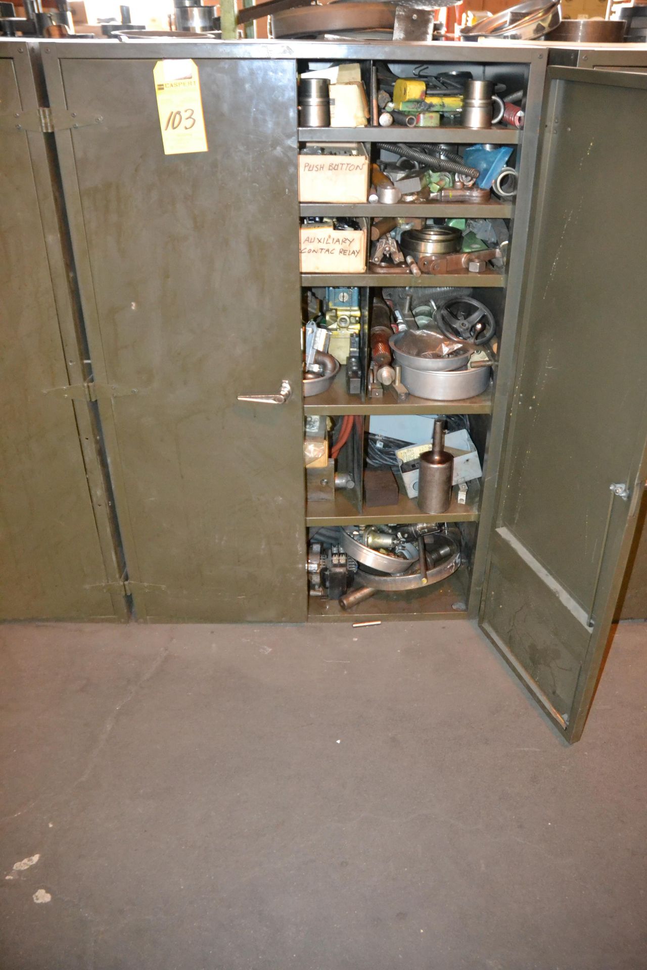 Lot - Double Door Storage Metal Cabinet with Parts