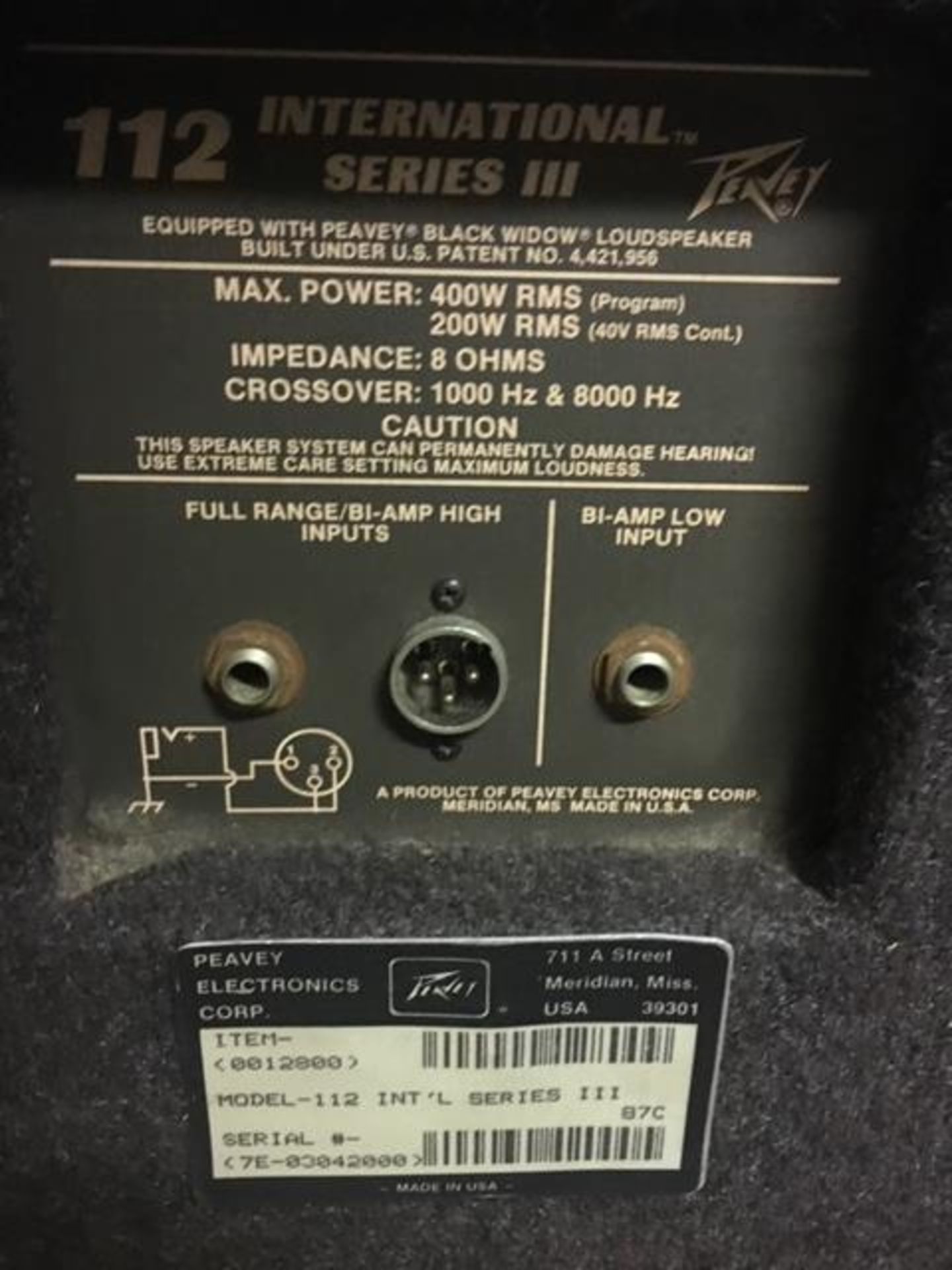 Peavey 112 International Series 111 Speakers - Image 2 of 2