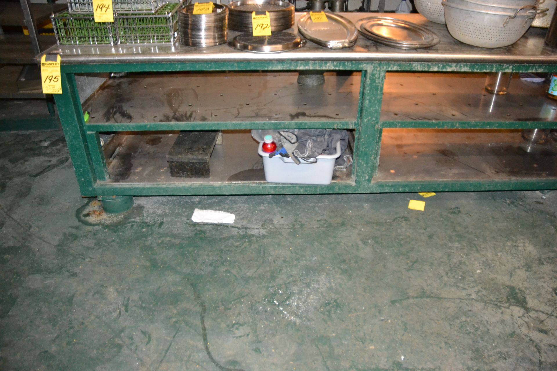 Stainless Steel Prep Table, 36" x 112" w/ Top Shelf