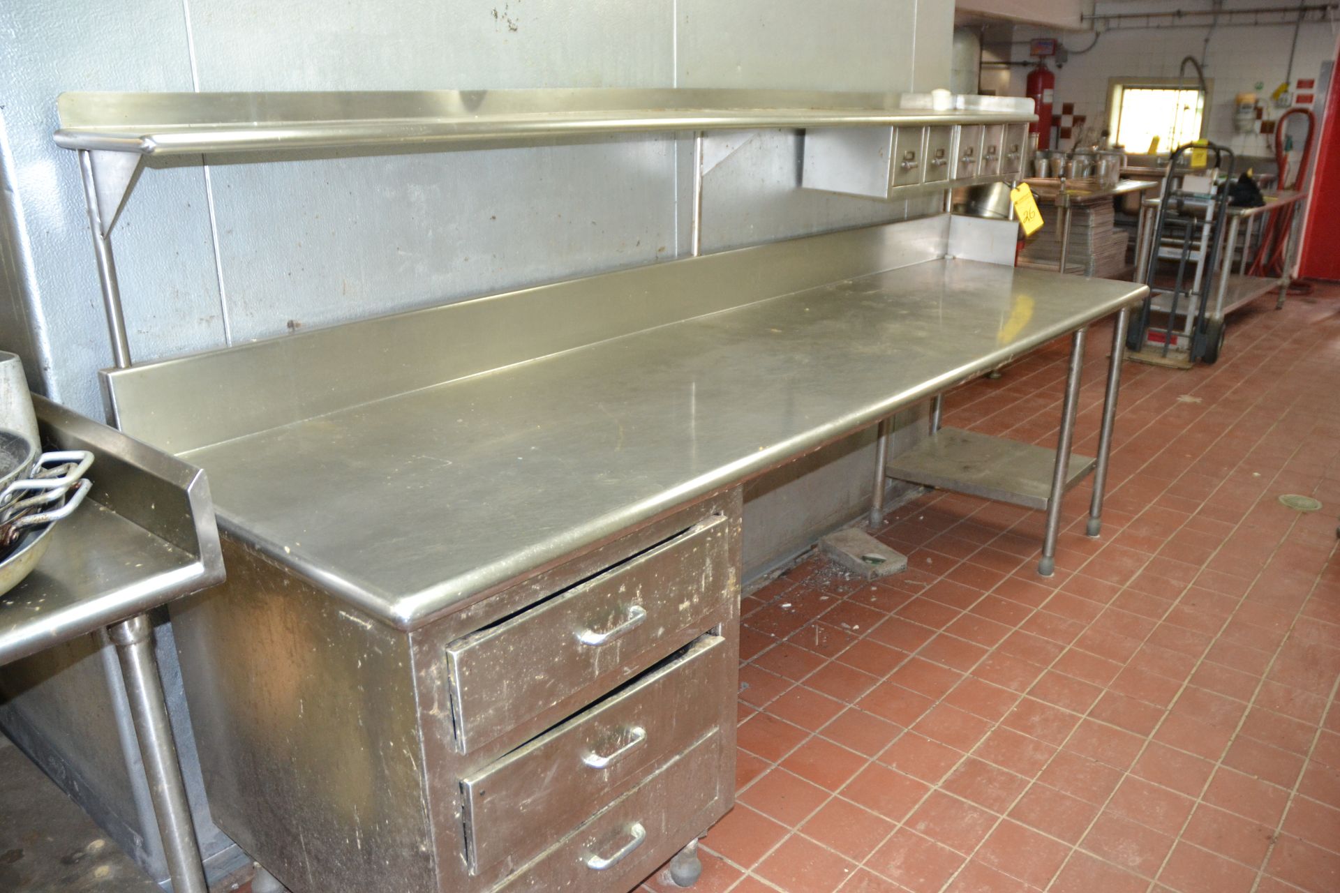 Stainless Steel Prep Table, 30" x 112" w/ Hutch Top