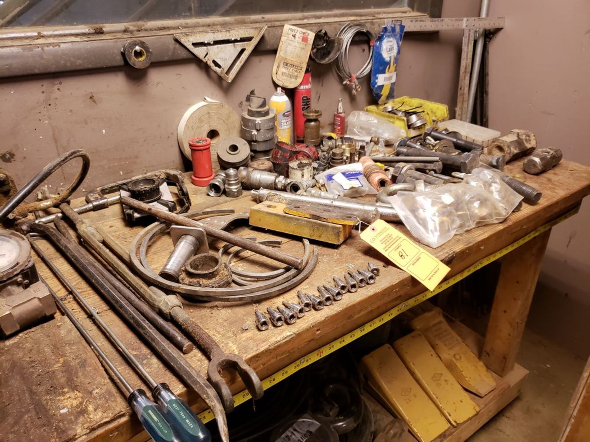 CONTENTS OF WORK BENCH TOP & BOTTOM INCLUDING MANUAL PUMP FOR PORTA-POWER (LOCATED AT: 29861 OLD HWY