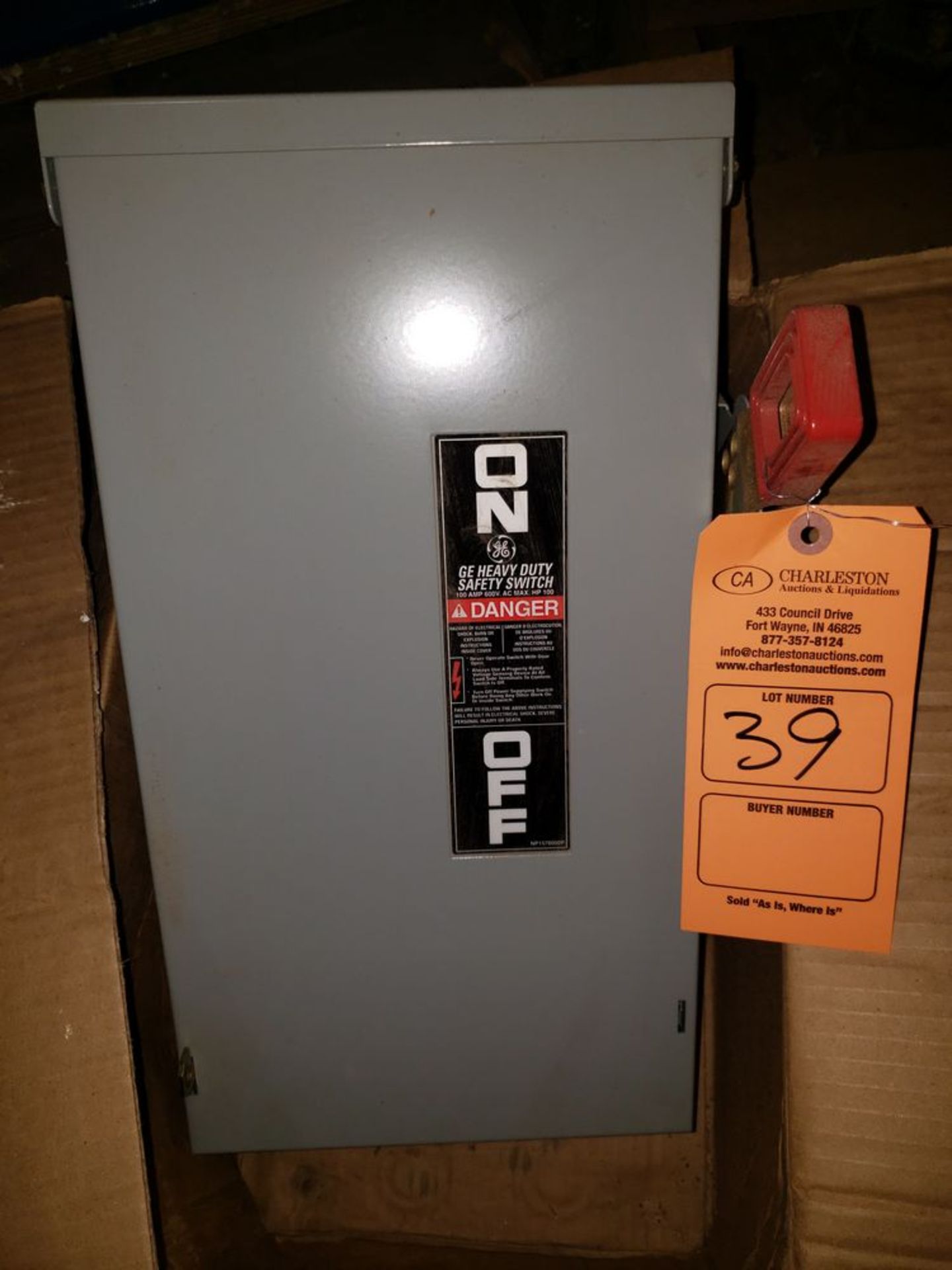 GE HEAVY DUTY SAFETY SWITCH 100 AMP/600 VAC/100 HP (LOCATED AT: 29861 OLD HWY 33, ELKHART, IN