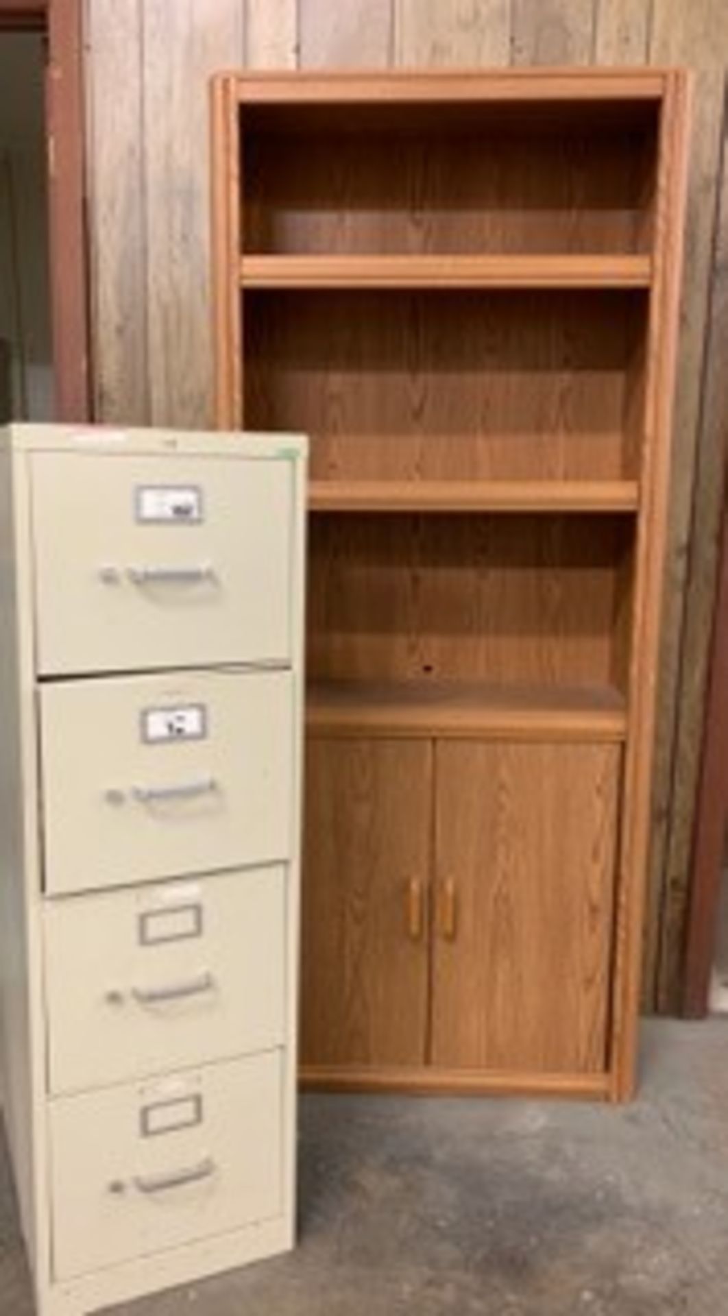 FILE CABINET & SHELF (LOCATED AT: 16335 LIMA ROAD, HUNTERTOWN, IN 46748)