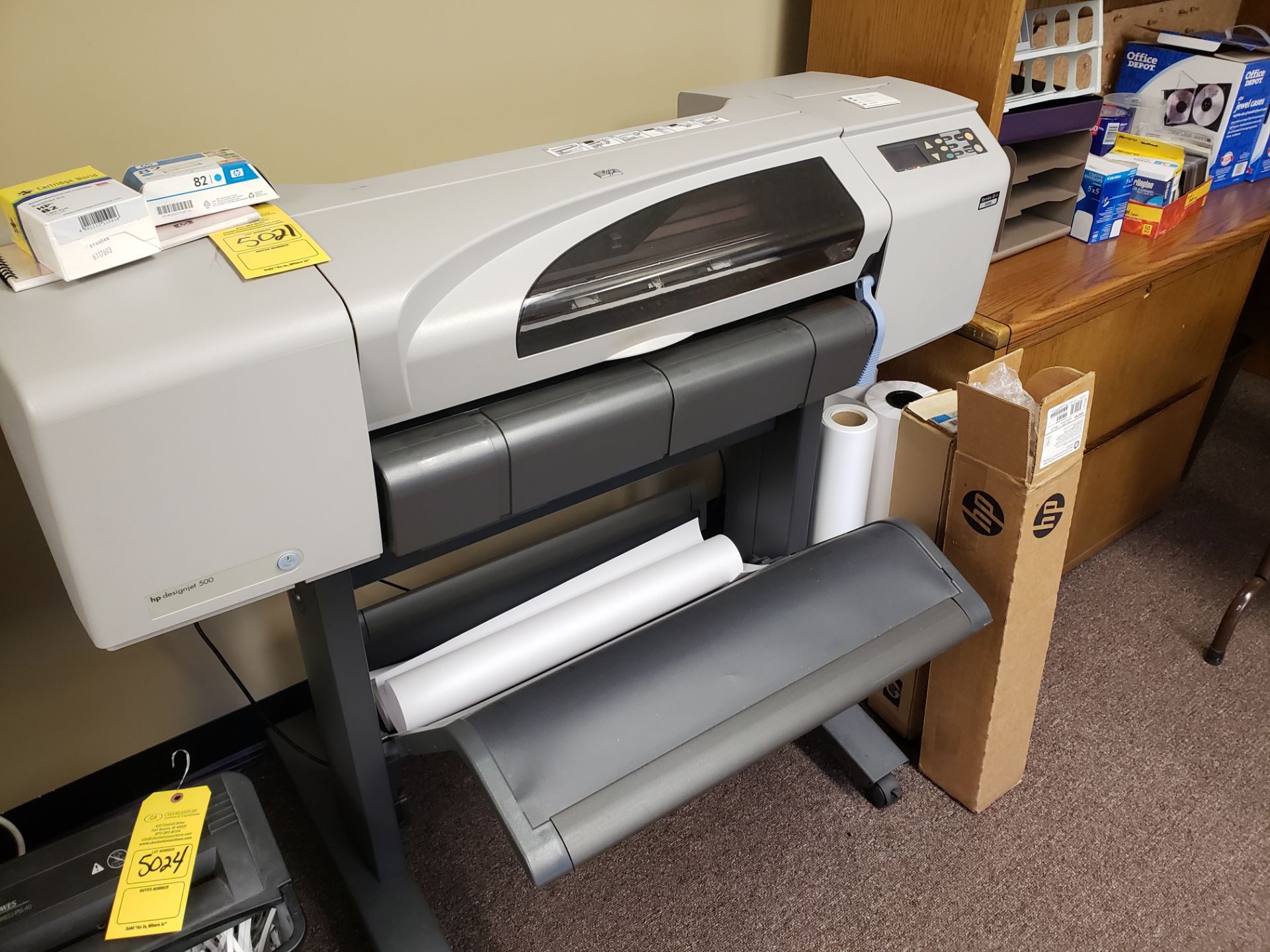 HP DESIGN JET 500 24" COLOR PLOTTER (LOCATED AT: 16335 LIMA ROAD BLDG. 4 HUNTERTOWN, IN 46748)