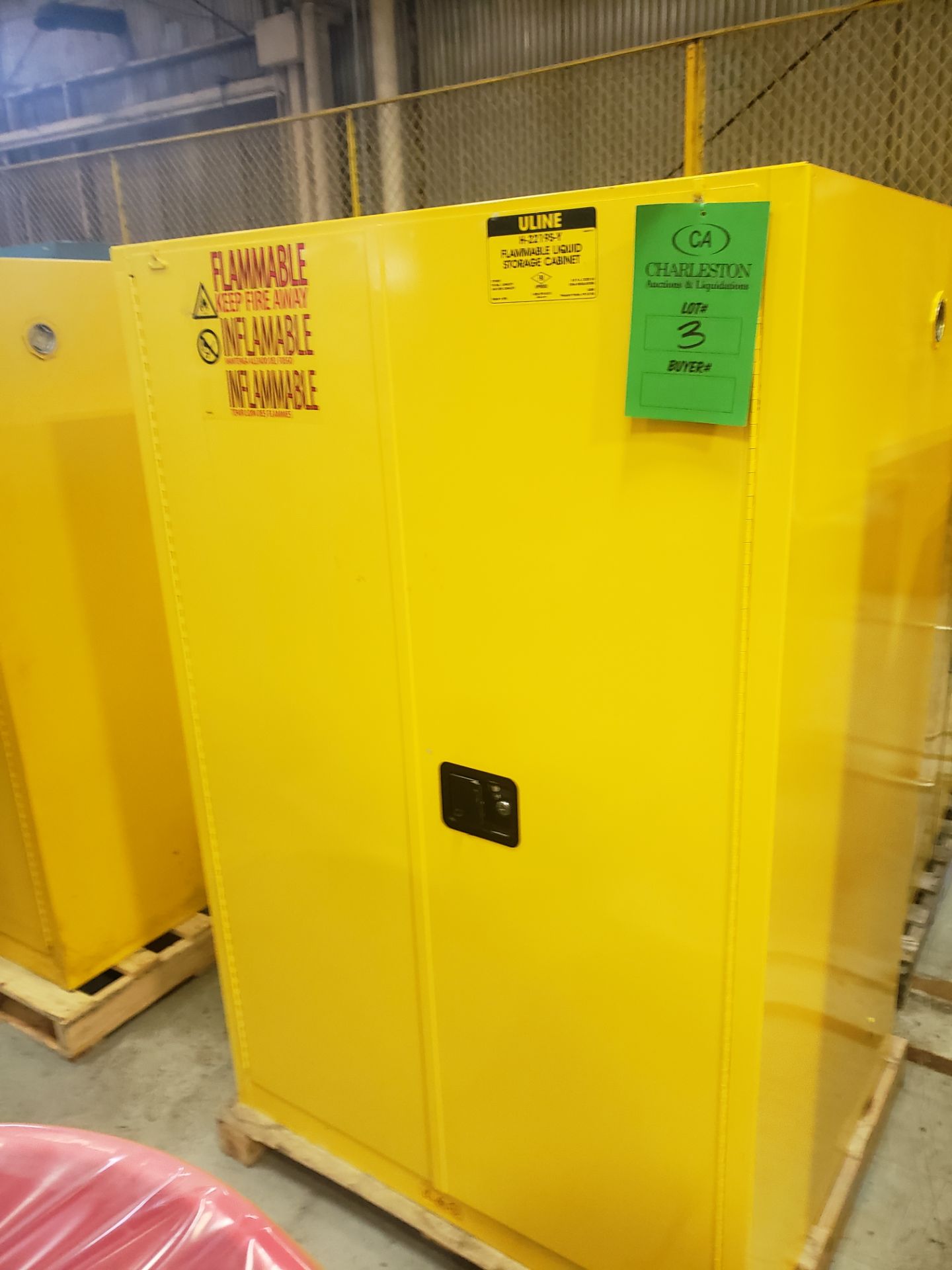 (1) 90 GALLON ULINE FLAMMABLE LIQUID STORAGE CABINET