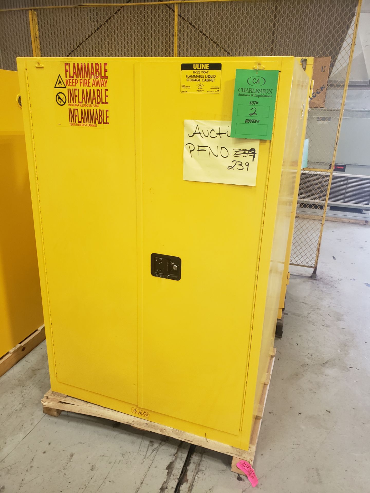 (1) 90 GALLON ULINE FLAMMABLE LIQUID STORAGE CABINET