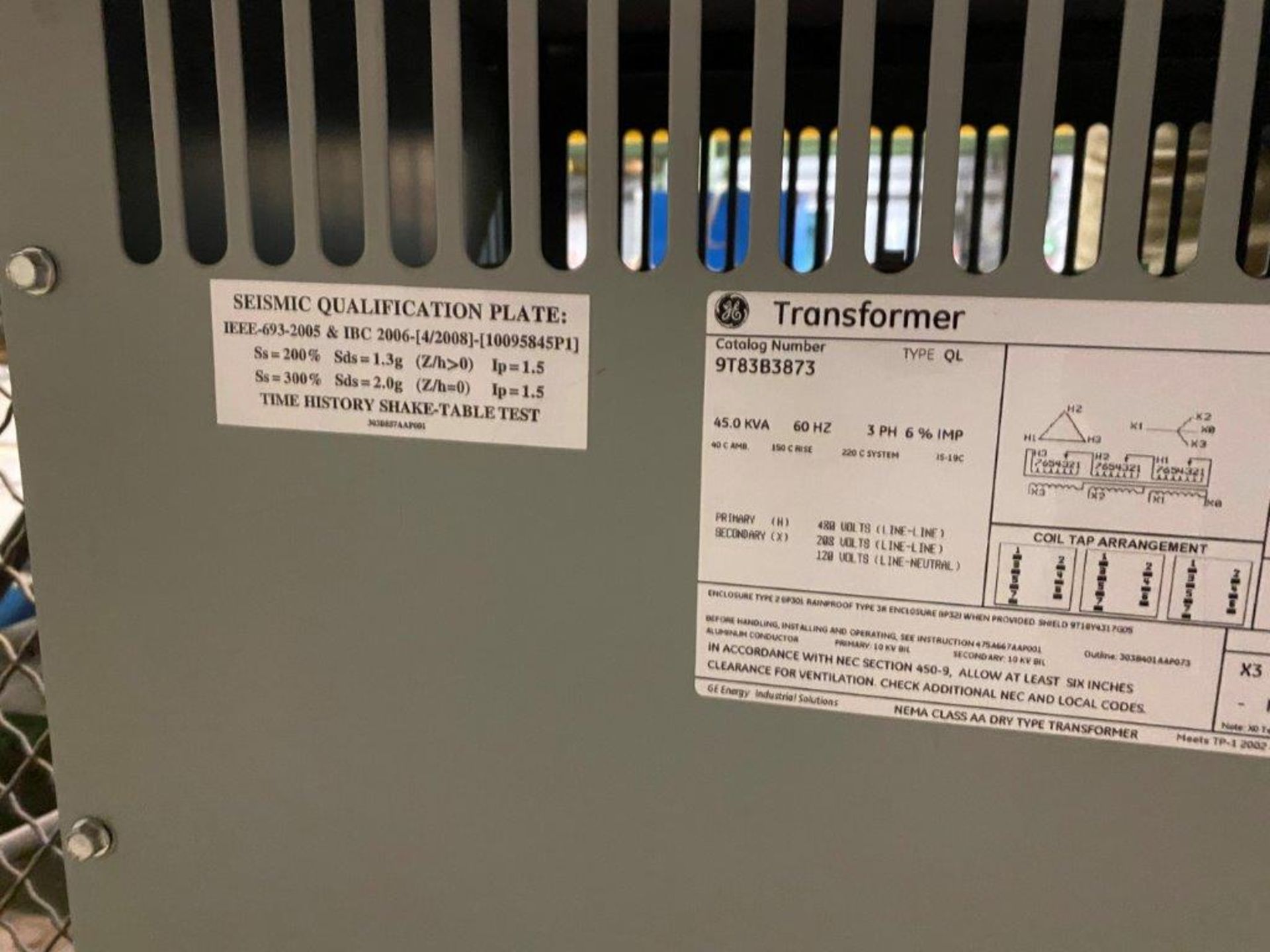 GE 45 KVA TRANSFORMER (THIS ASSET WILL BE RELEASED UPON CONFIRMATION OF EHS TEST RESULTS) - Image 2 of 2