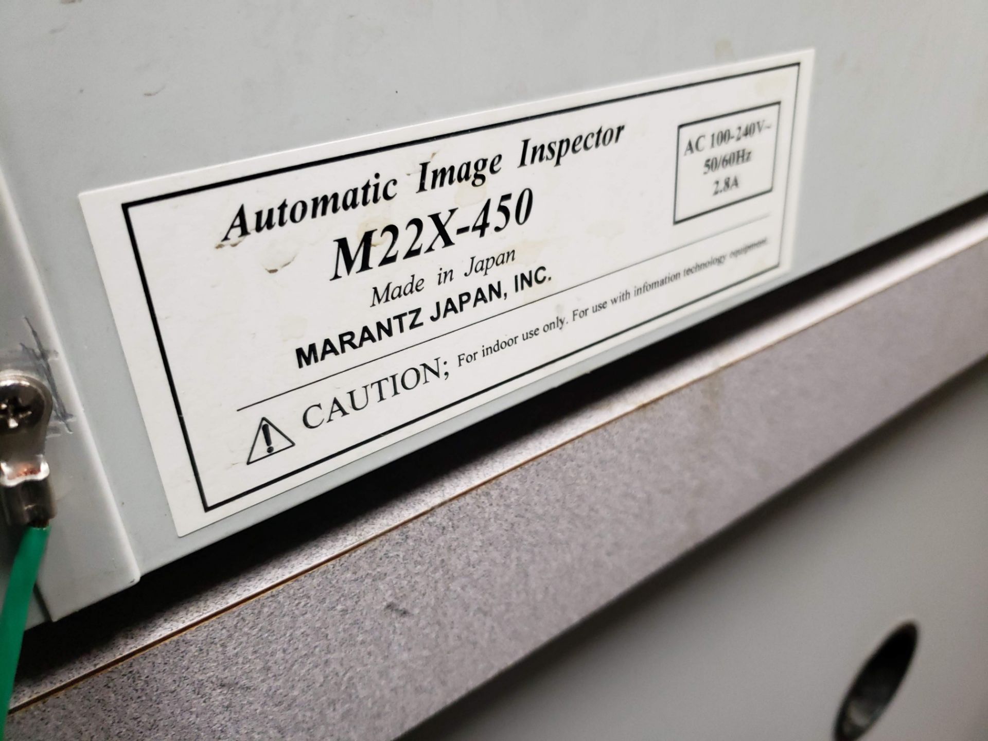 MARANTZ AUTOMATIC IMAGE INSPECTOR (TABLE NOT INCLUDED) MODEL-M22X-450 S#M2X0701040 - Image 2 of 2