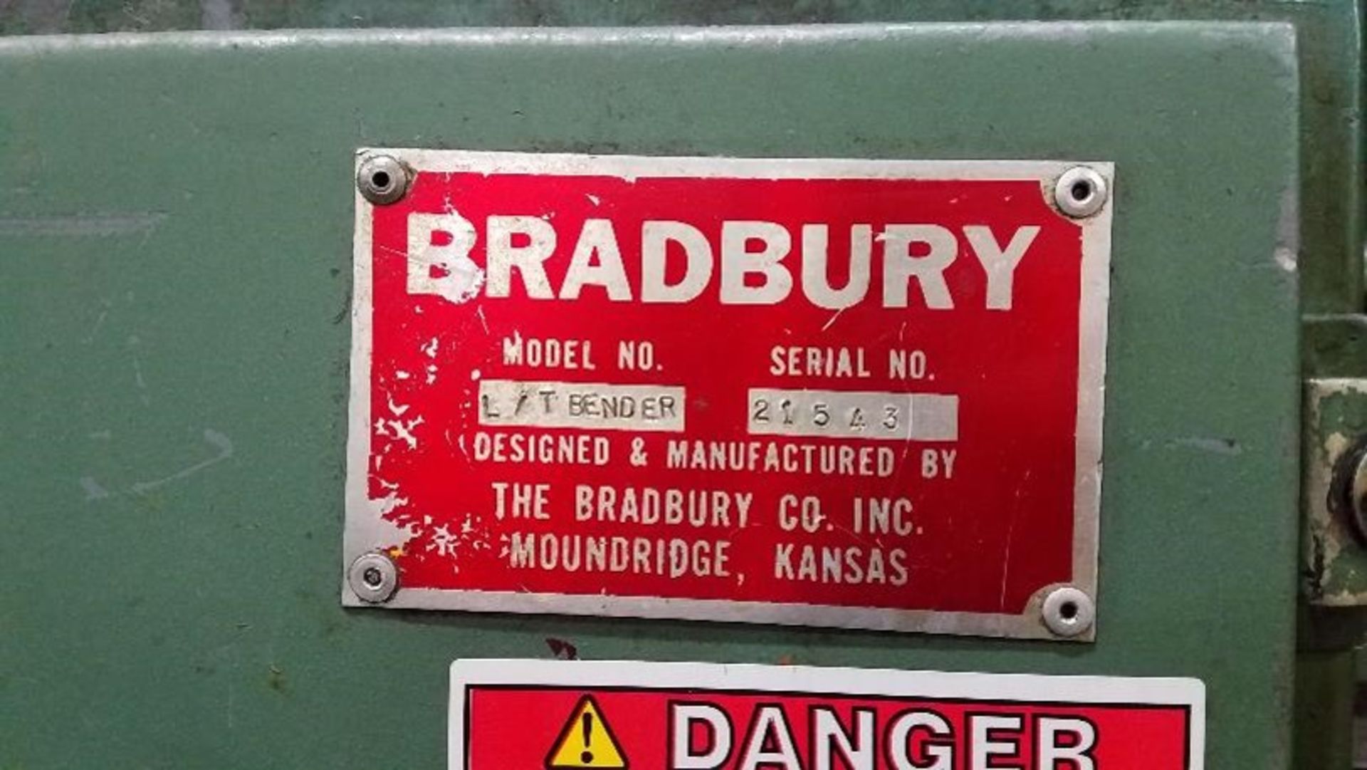 BRADBURY WING & TANGENT LINE (1) BRADBURY T BENDER S#21541 (1) BRADBURY L/T BENDER S#21543 (1) - Image 3 of 11