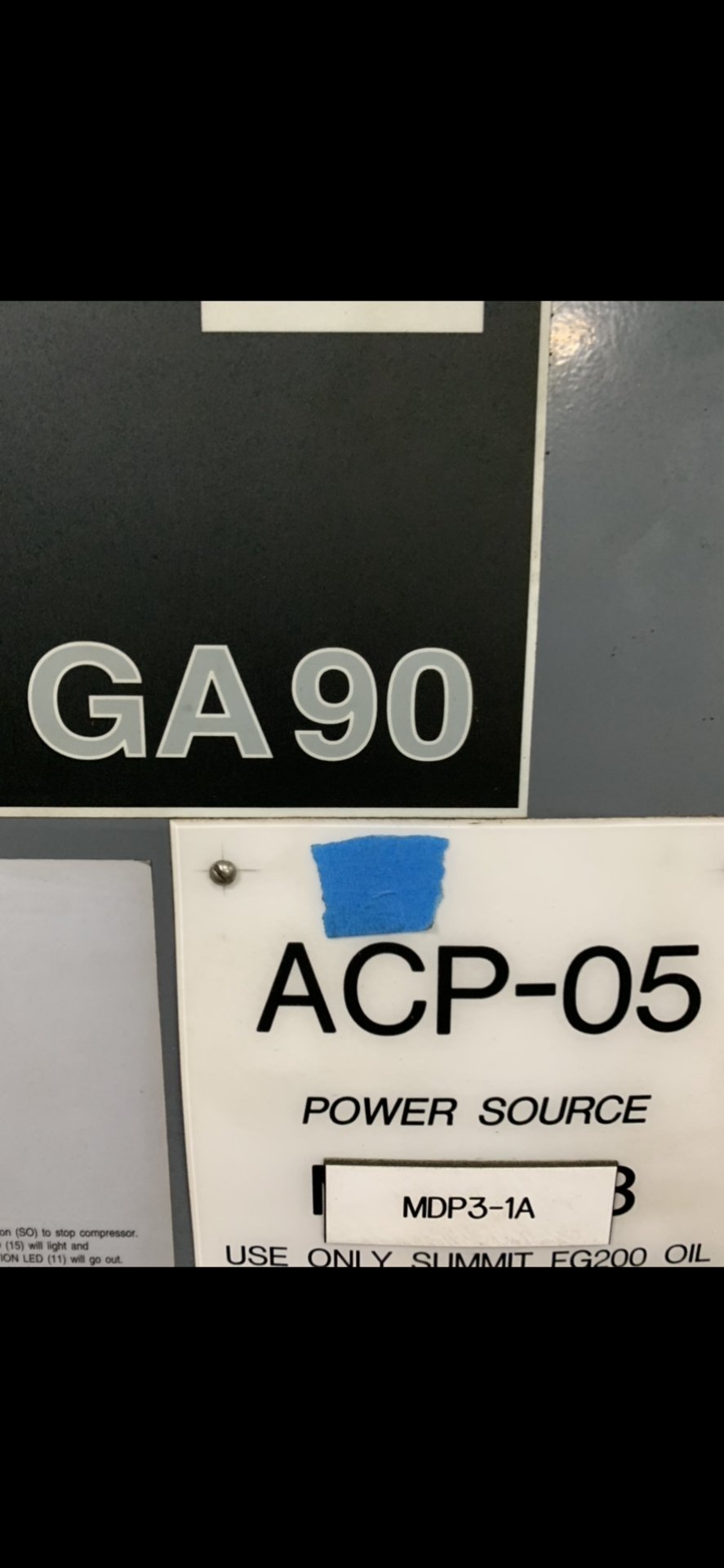 ATLAS COPCO ROTARY SCREW AIR COMPRESSOR MODEL-GA90 125 HP S#AII020634 - Image 2 of 2