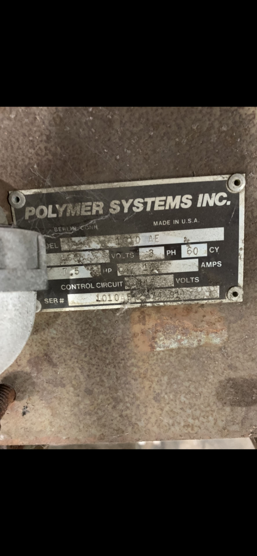 POLYMER SYSTEMS AUGER GRANULATOR 7.5 HP (TAG UNREADABLE) - Image 2 of 2