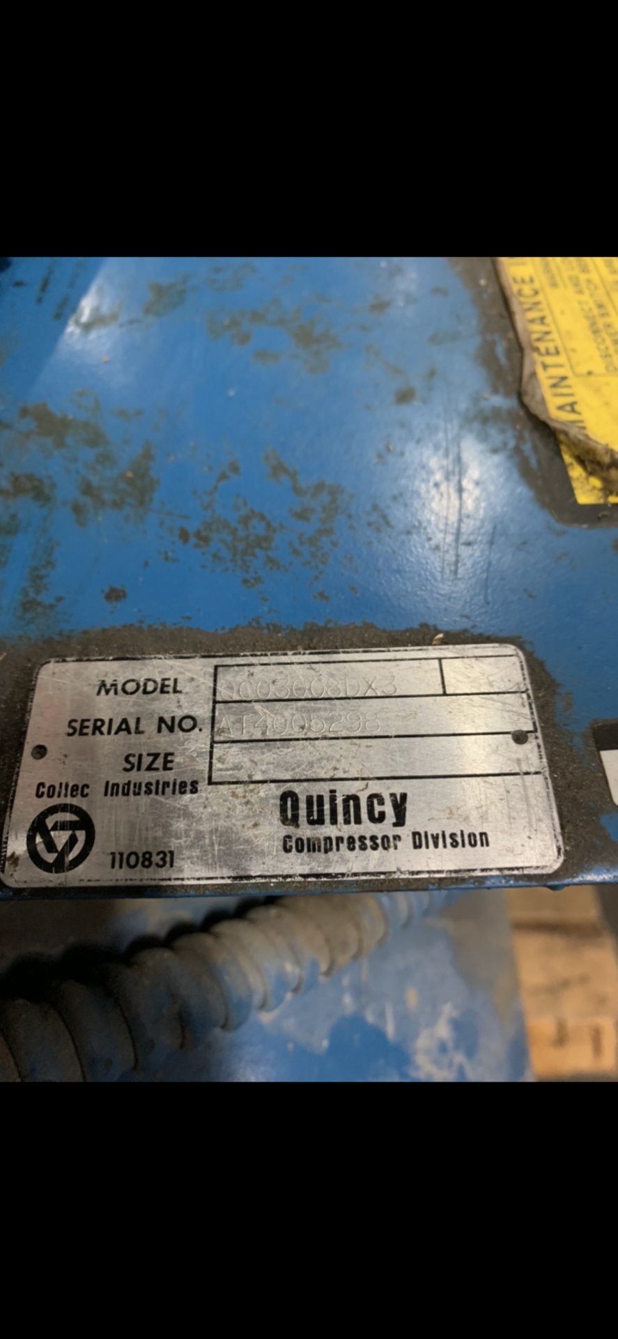 QUINCY CLIMATE CONTROL HORIZONTAL AIR COMPRESSOR (2) QUINCY AT-5 COMPRESSOR (4X 2.5 X 2.28) 3 HP - Image 2 of 2