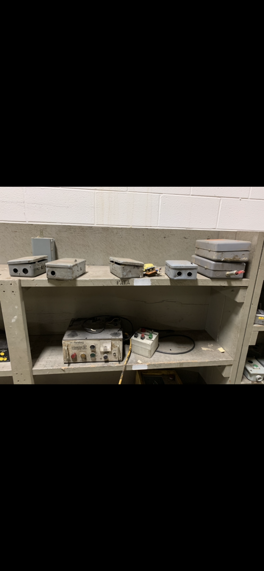 CONTENTS OF SHELF: VARIOUS FIRE ALARMS; BREAKERS; SWITCHES; DAYTON TIME SWITCHES; CNC MINIFILE; - Image 2 of 3