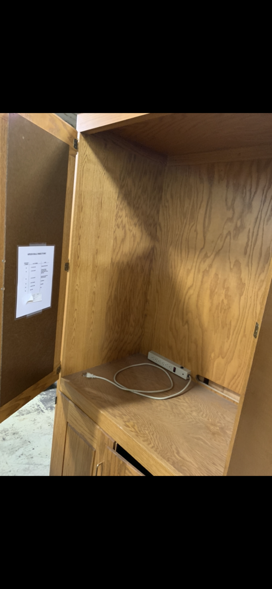 8' X 2.5' WOOD STORAGE CABINET & 8' X 1' SHELVING - Image 2 of 3