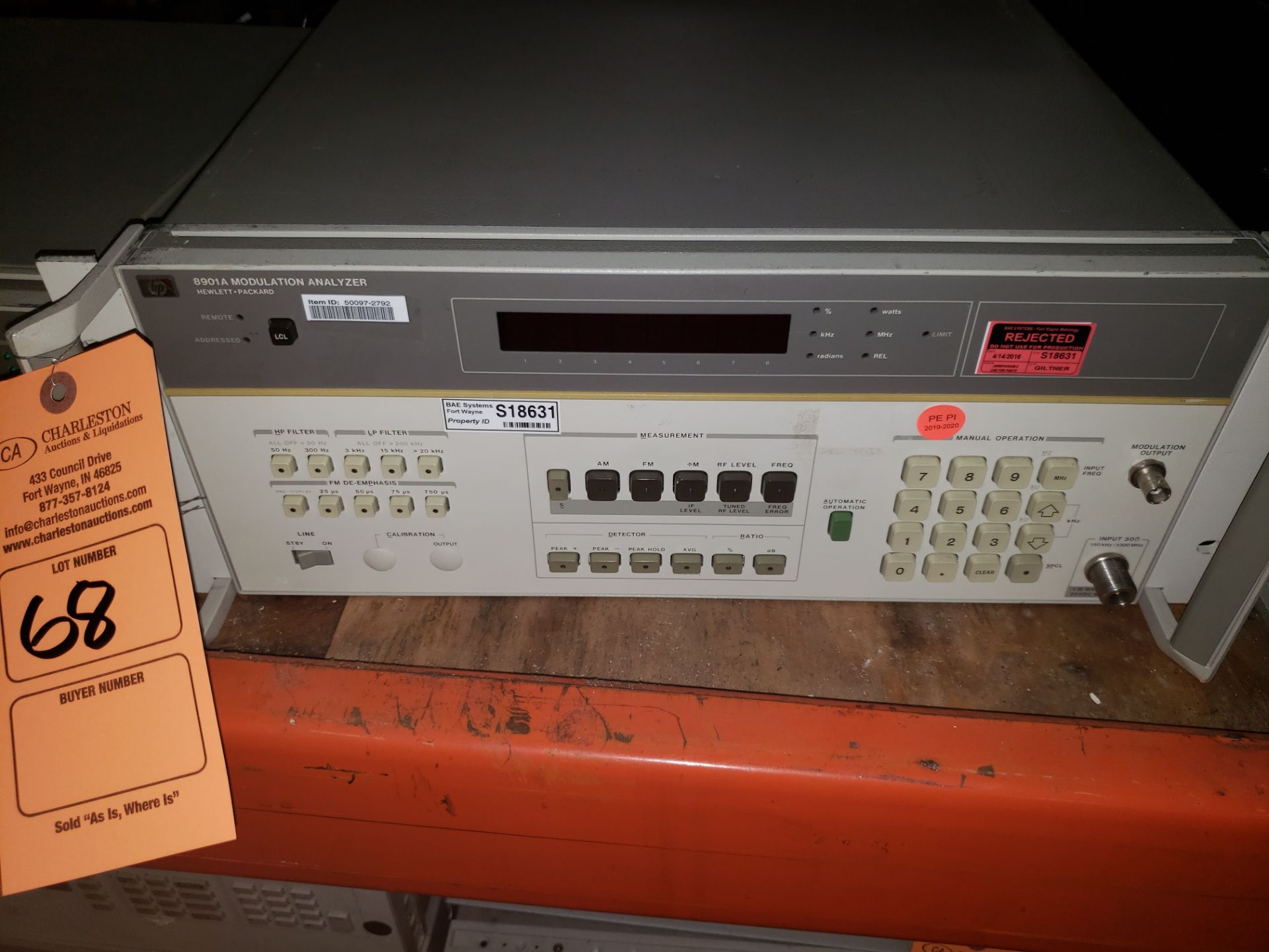 HEWLETT PACKARD 8901A MODULATION ANALYZER (CONDITION UNKNOWN) FOR PARTS