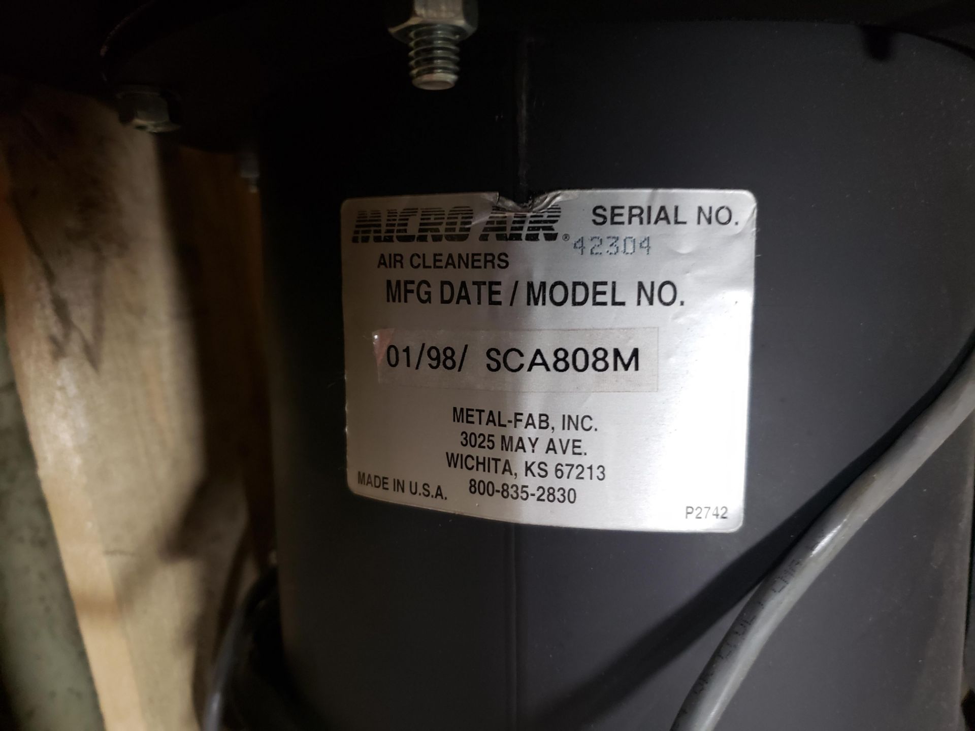 MICRO AIR CLEANER MODEL-01/981/SCA808M S#42304 - Image 2 of 2