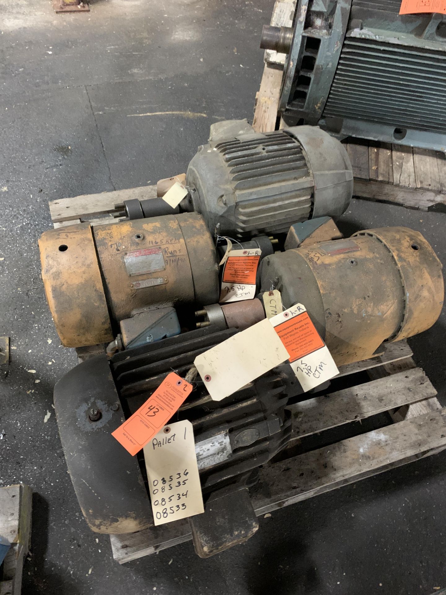 LOT (4) ELECTRIC MOTORS INCLUDING; (2) GE 7.5HP ALLIS CHALMERS 10HP WESTINGHOUSE 10HP