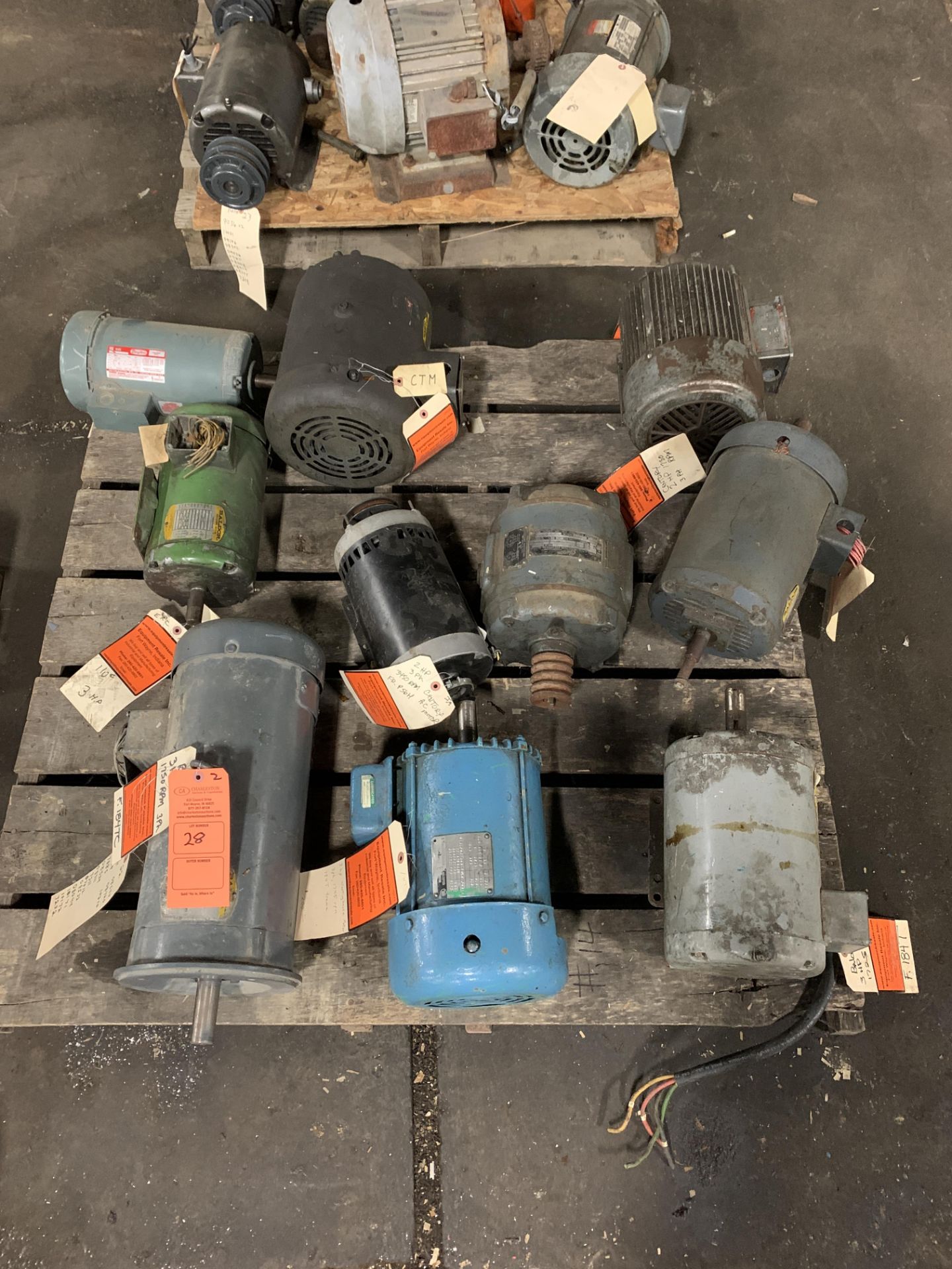 LOT OF (10) ELECTRIC MOTORS BRANDS INCLUDING; BALDOR DAYTON WESTINGHOUSE CENTURY (2 HP- 3HP)