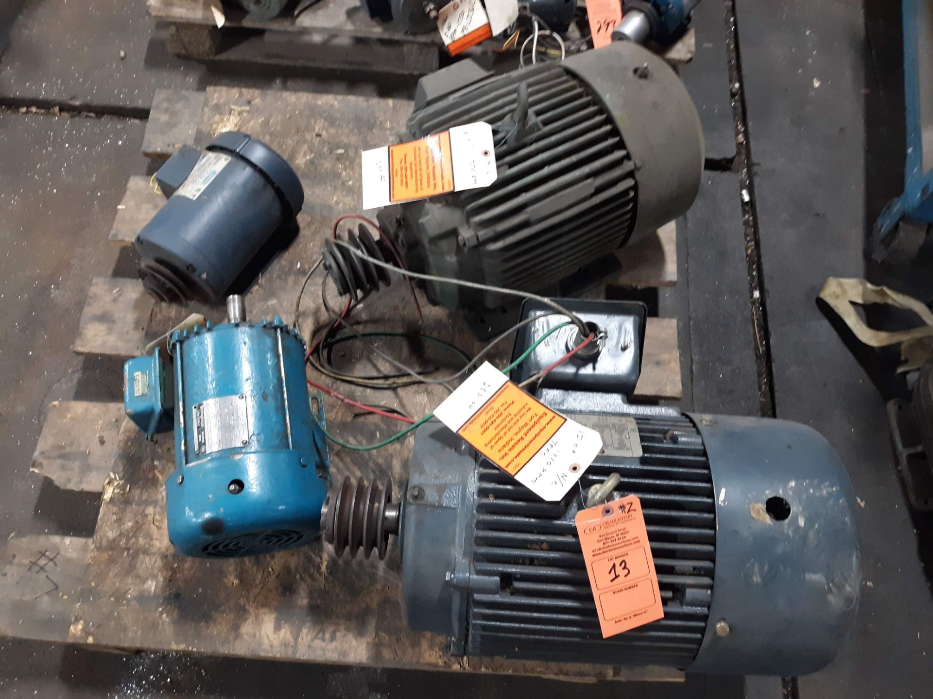 LOT OF (4) ELECTRIC MOTORS INCLUDING; (1) CENTURY 15HP (1) RELIANCE 15HP (1) LEESON 2HP (1)