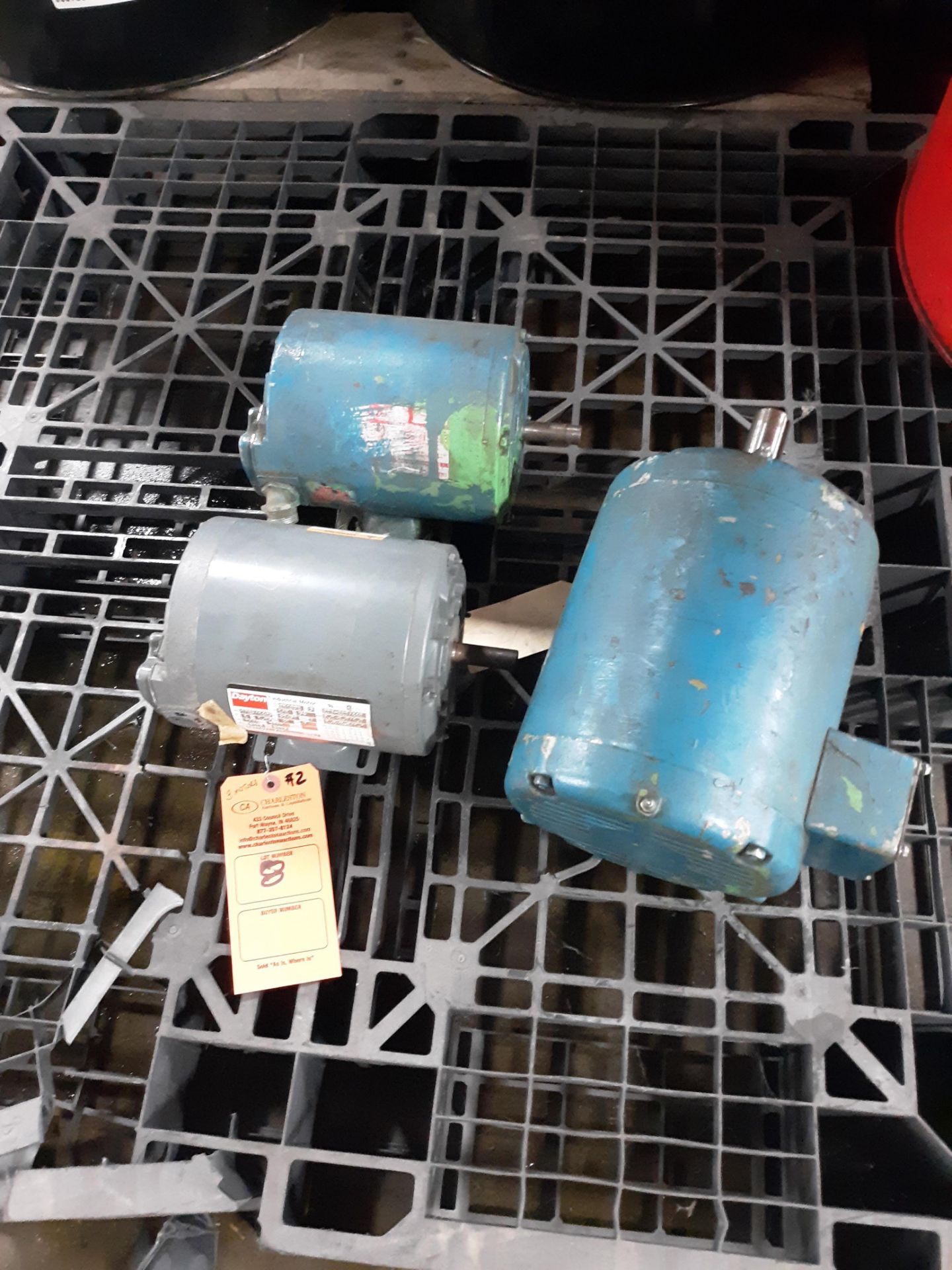 LOT OF (3) ELECTRIC MOTORS INCLUDING; (1) DAYTON 1/2HP AND (2) UNKNOWN