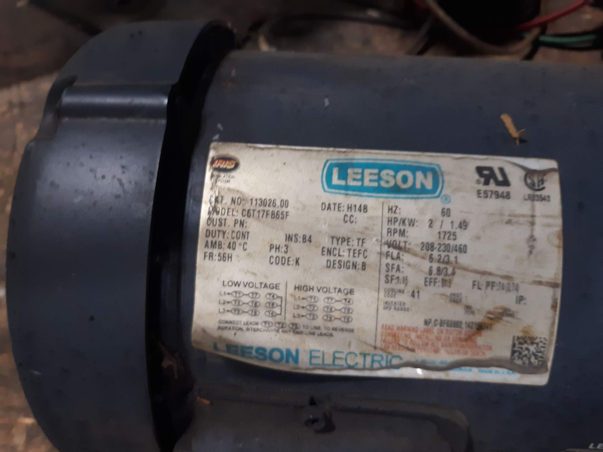 LOT OF (4) ELECTRIC MOTORS INCLUDING; (1) CENTURY 15HP (1) RELIANCE 15HP (1) LEESON 2HP (1) - Image 5 of 5