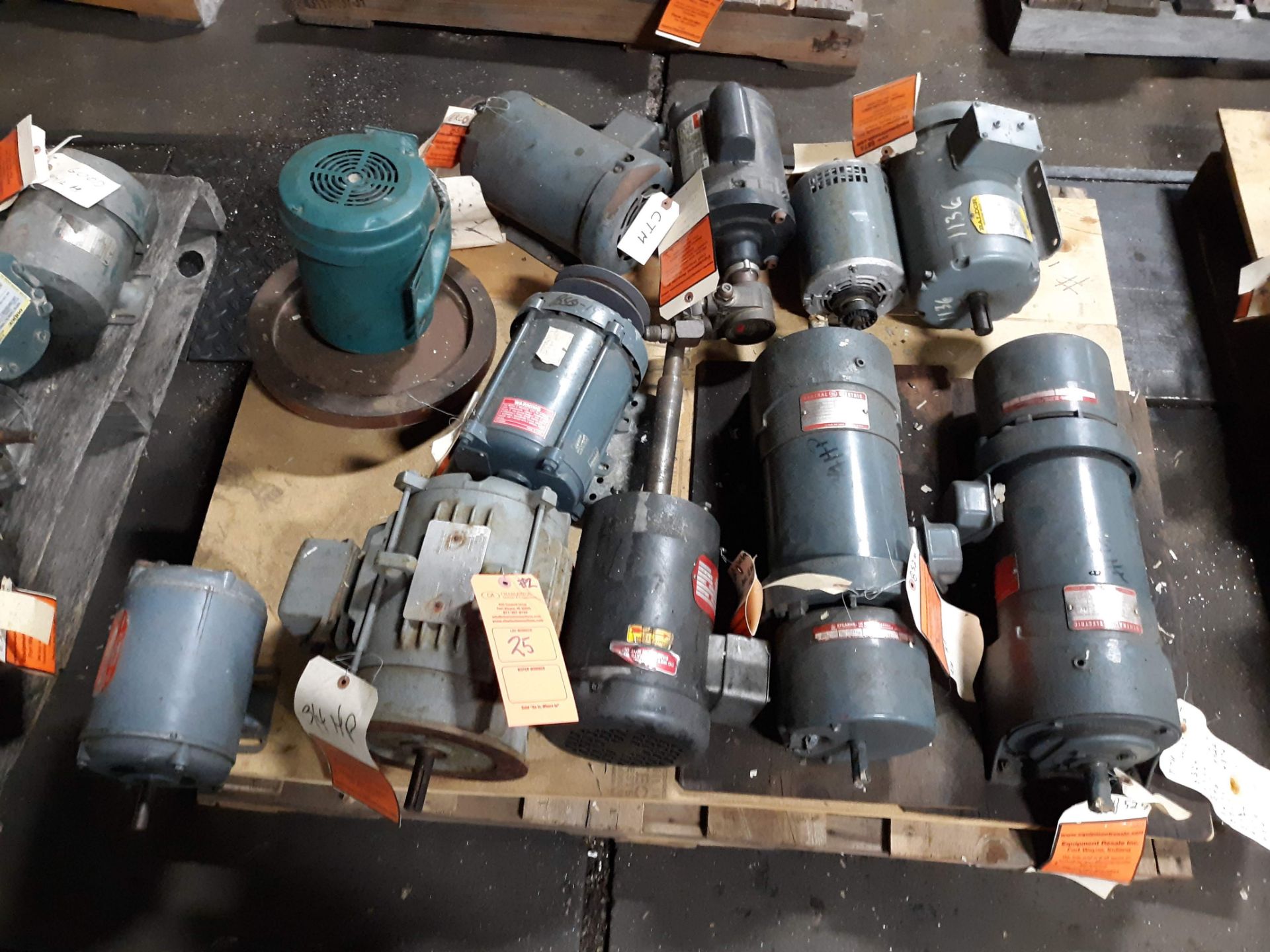 LOT OF (11) ELECTRIC MOTORS BRANDS INCLUDING; GE BALDOR DAYTON RELIANCE (1/2 HP-1 HP)