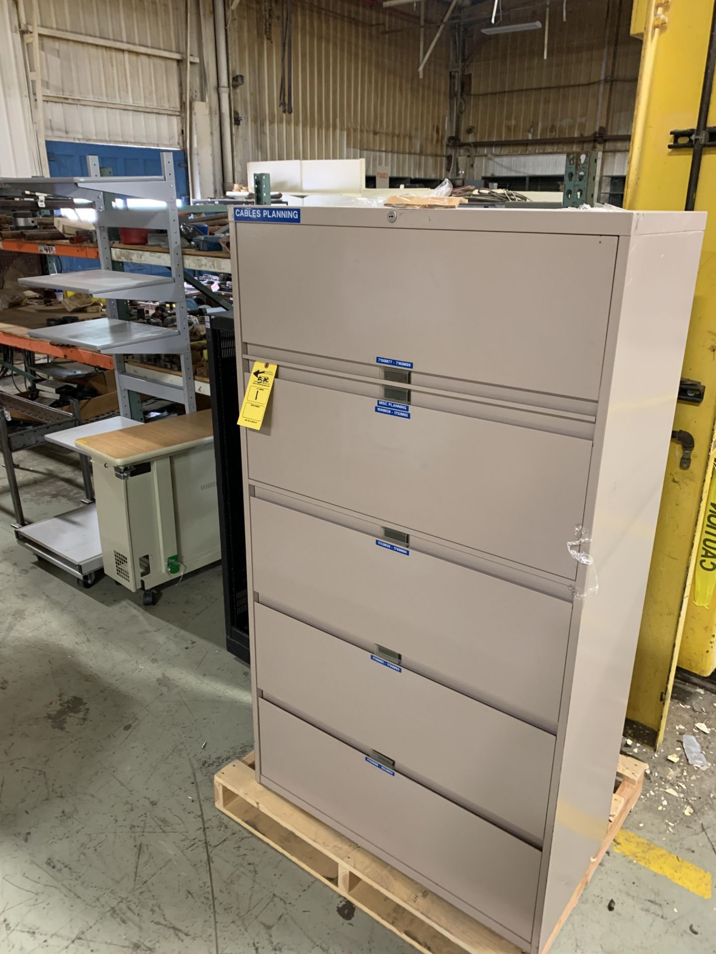 LOT OF OFFICE STORAGE: 5 PANEL CABINET COMPUTER CABINET SHELVES MISC.