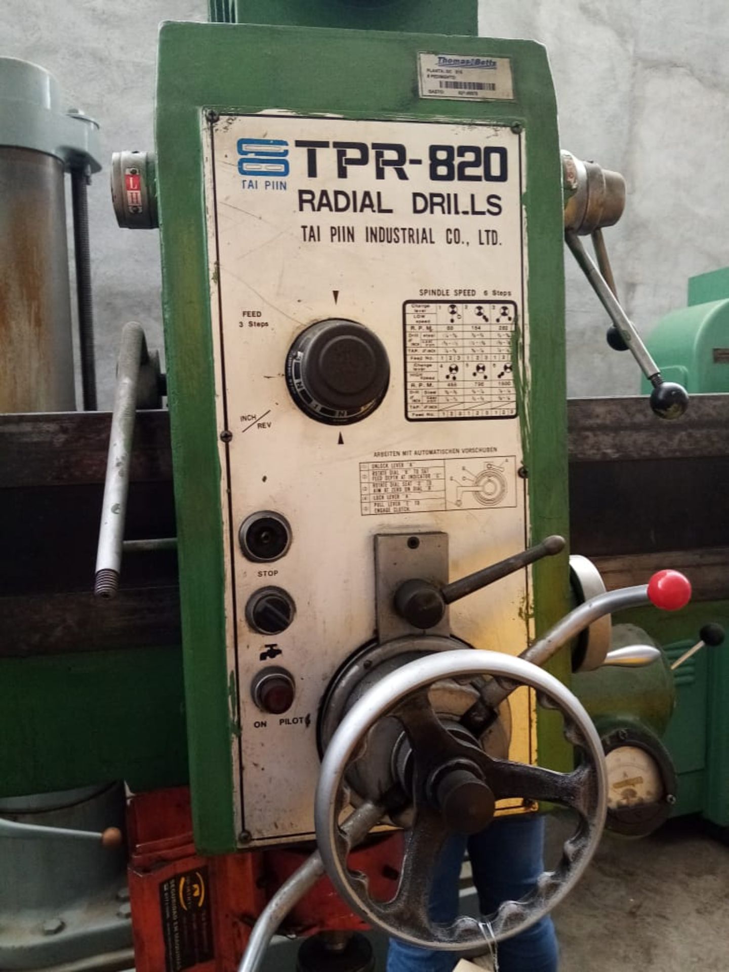 TAI PIIN Radial drill Model TPR-80 S/N 8147/ Taladro radial - Image 4 of 5