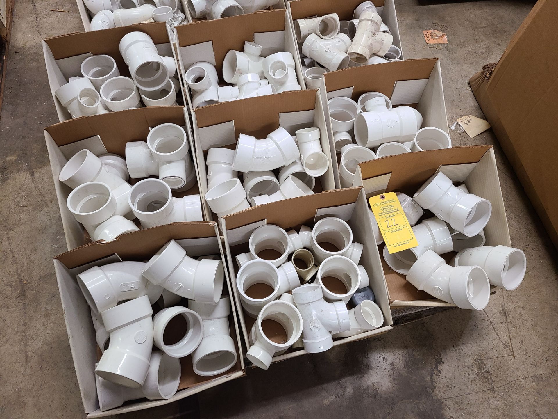 PALLET OF VARIOUS PVC COUPLINGS AND ELBOWS