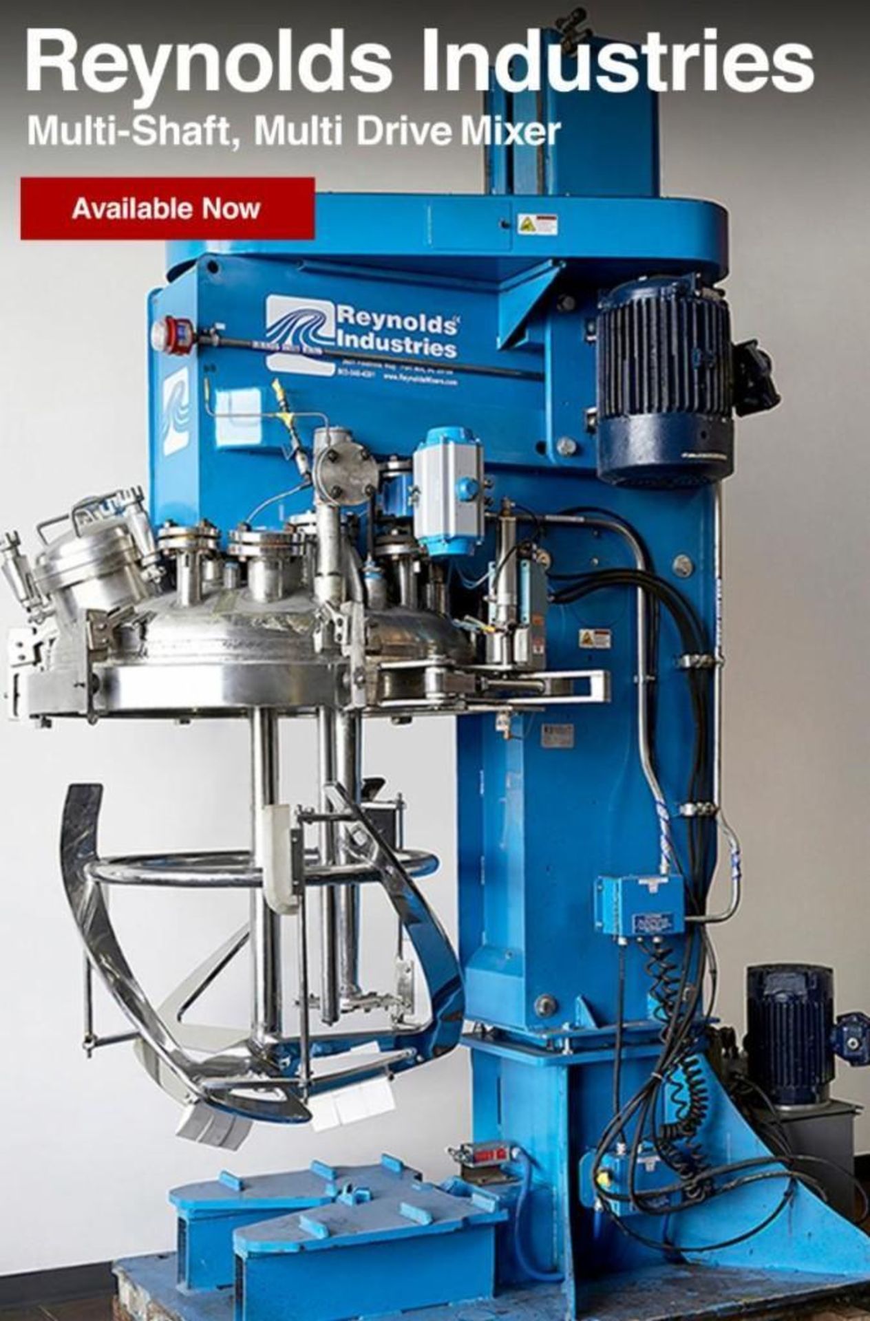 Reynolds Industries Stainless Steel, Sanitary, 200 gallon, Vacuum, Multi-Shaft, Multi Drive Mixer - Image 2 of 5