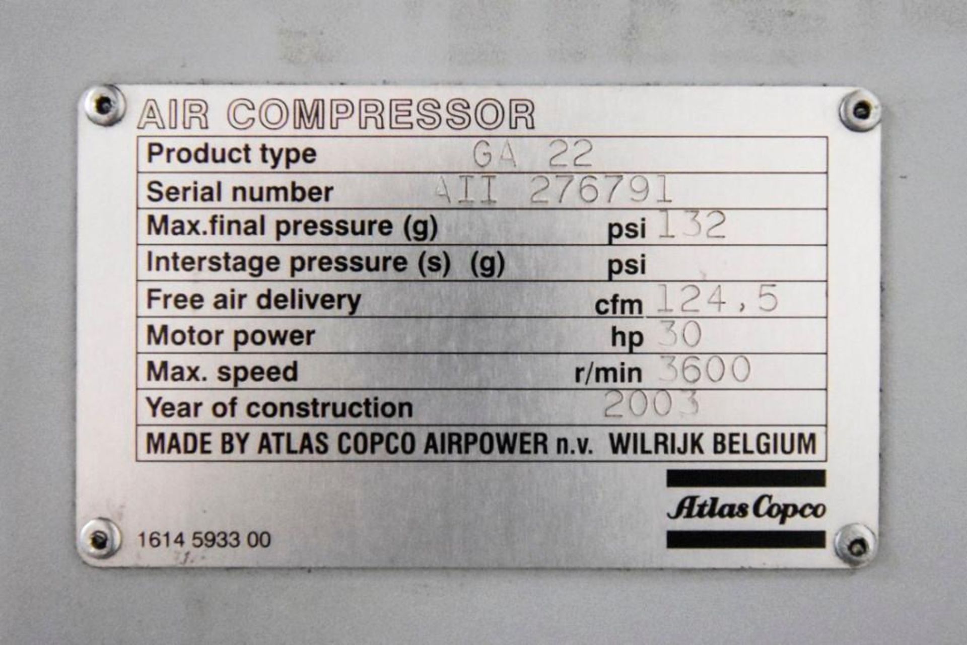 Atlas Copco Workplace Air System GA22 FF - Image 3 of 3