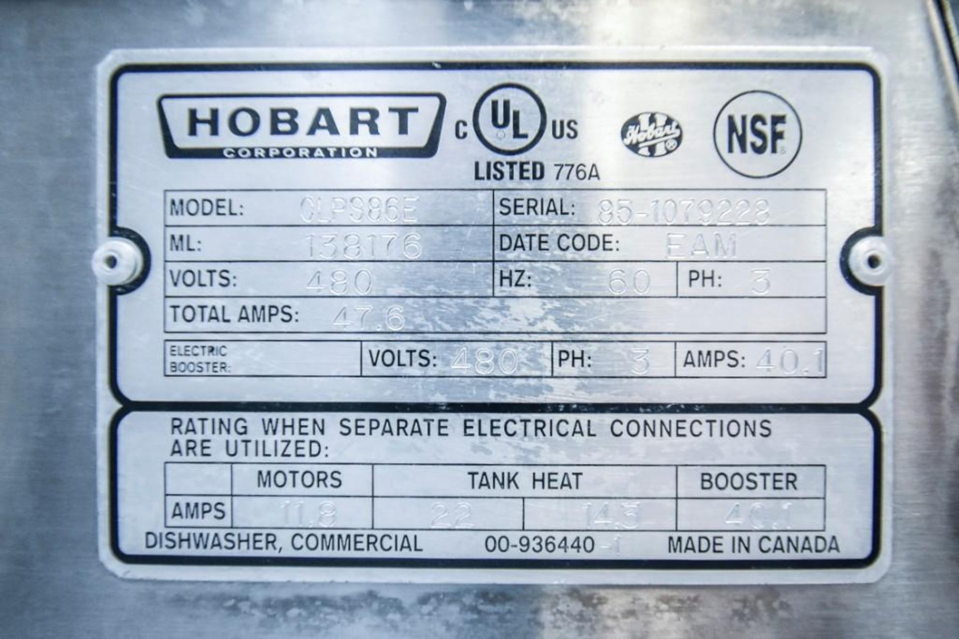 Hobart Tray Washer CLPS86E - Image 9 of 10