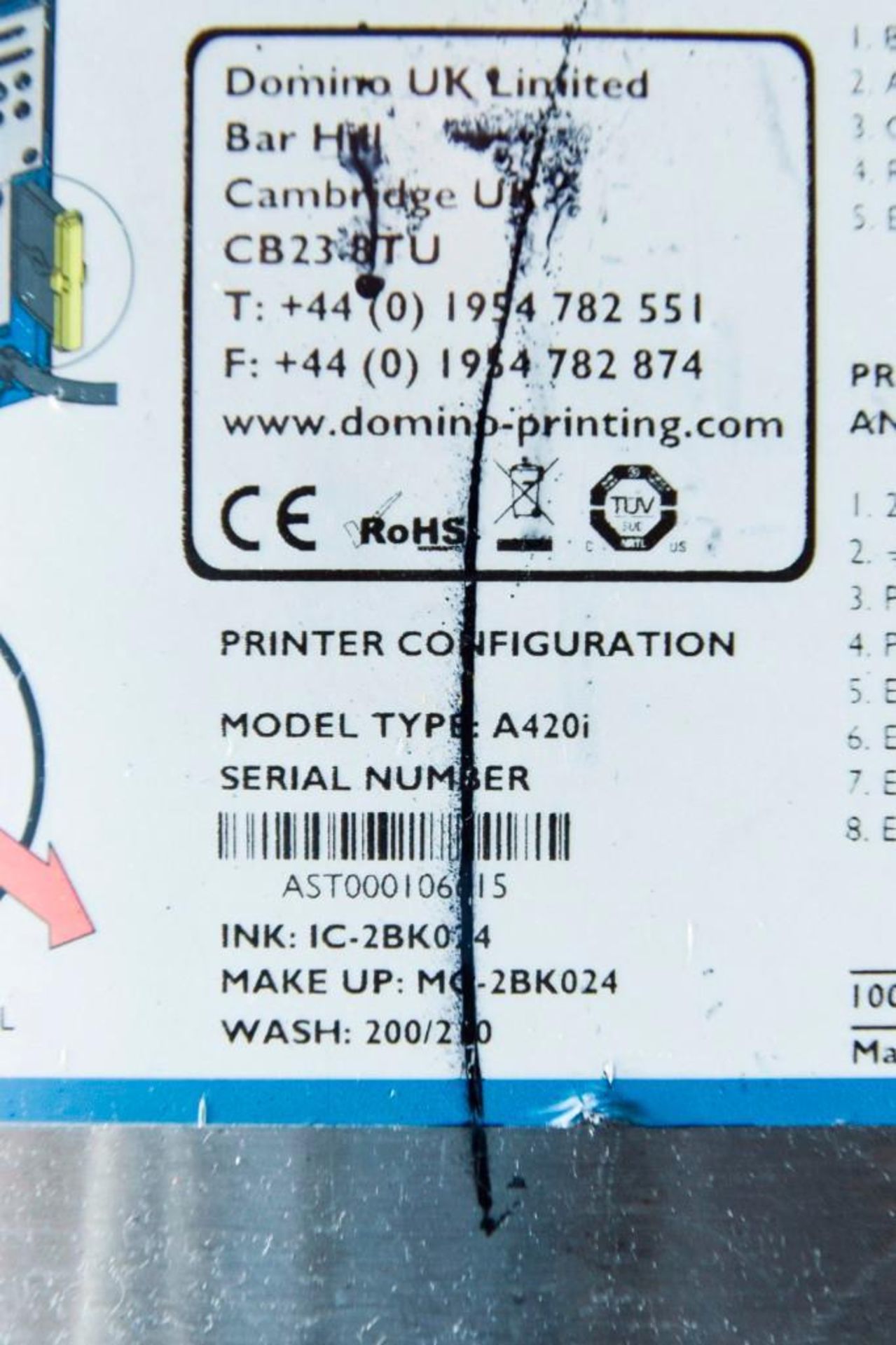 Domino A420i Ink Jet Printer - Image 4 of 4