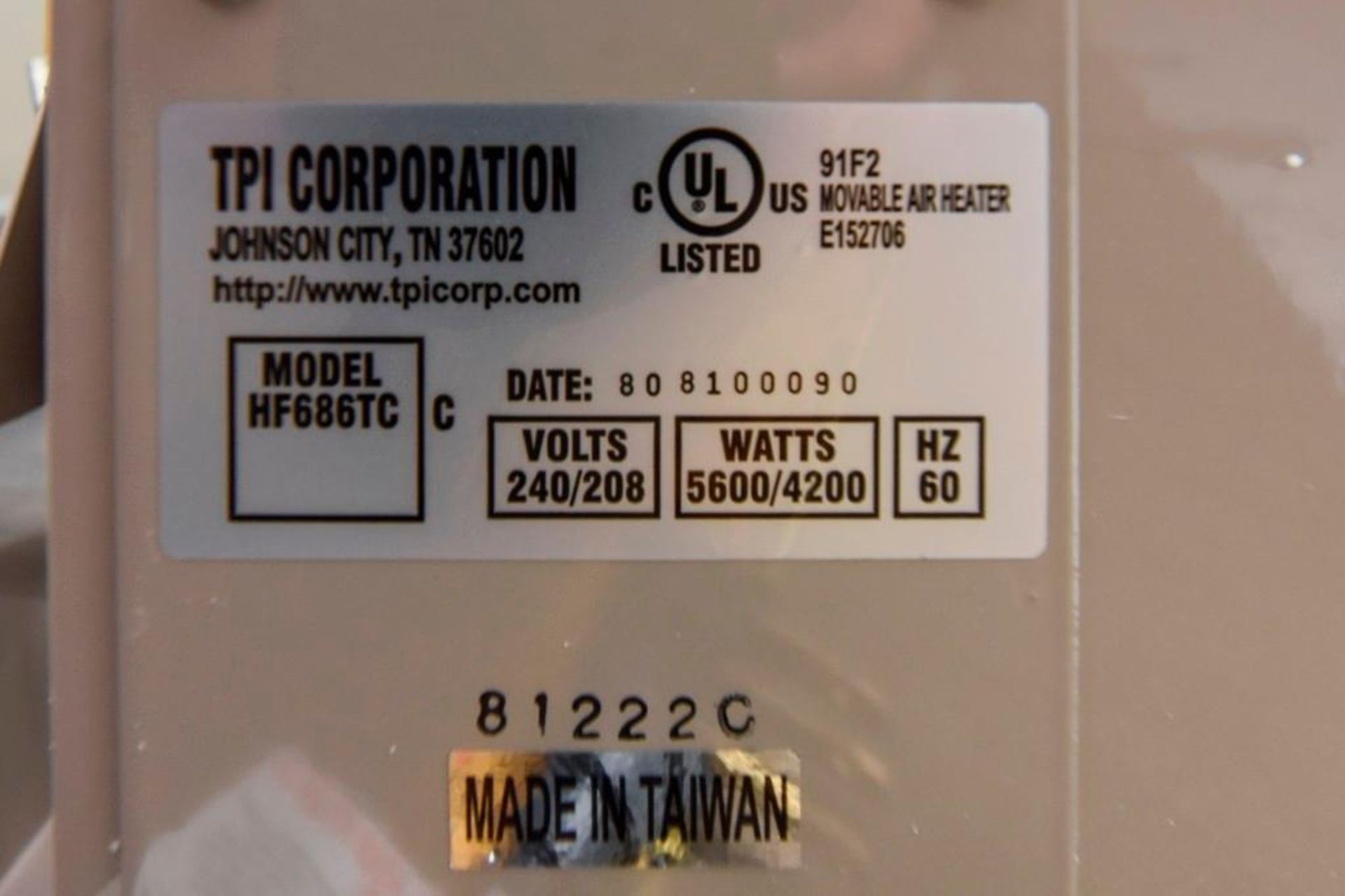 TPI Corporation Heater - Image 6 of 6