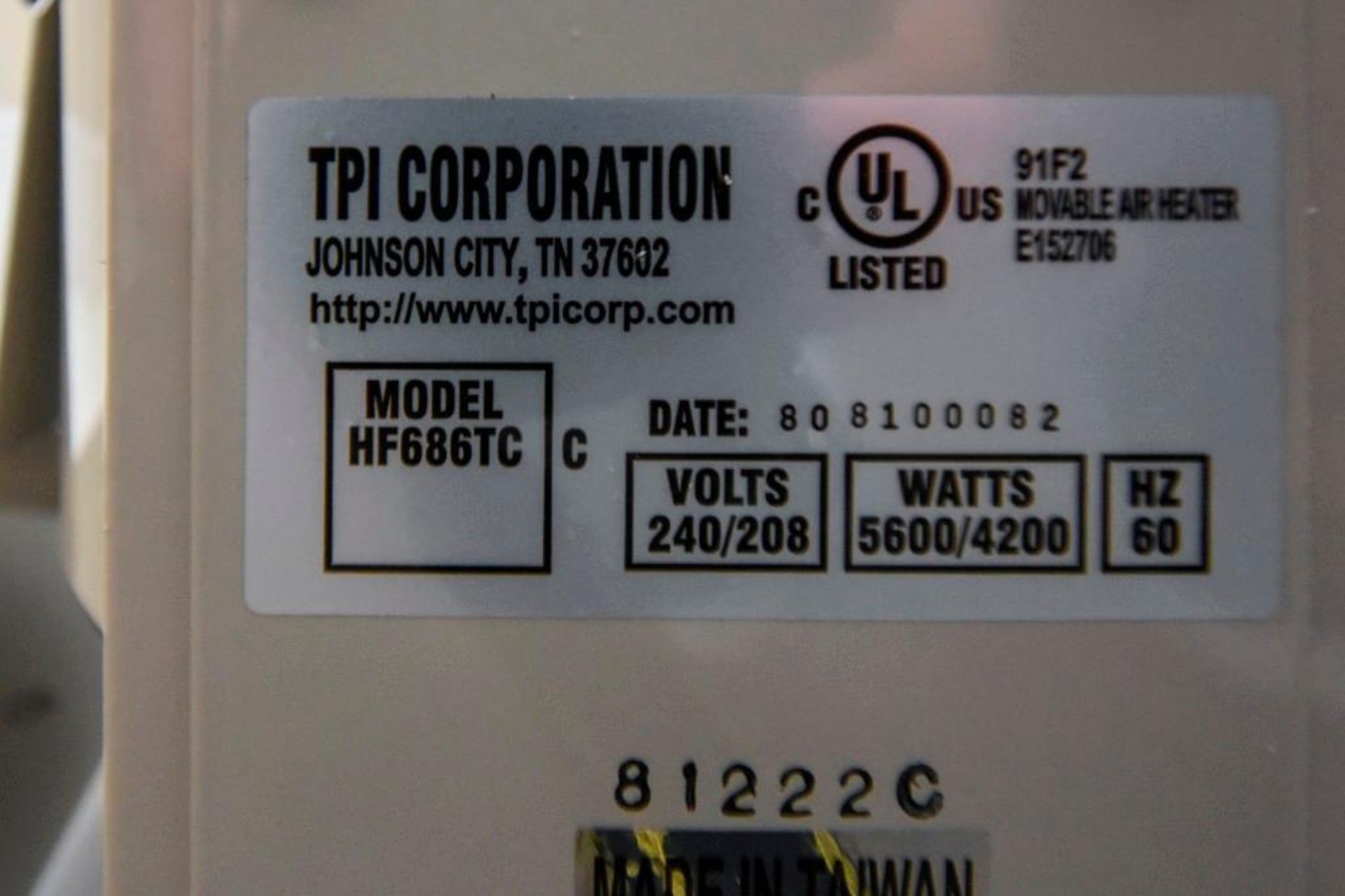 TPI Corporation Heater - Image 5 of 5