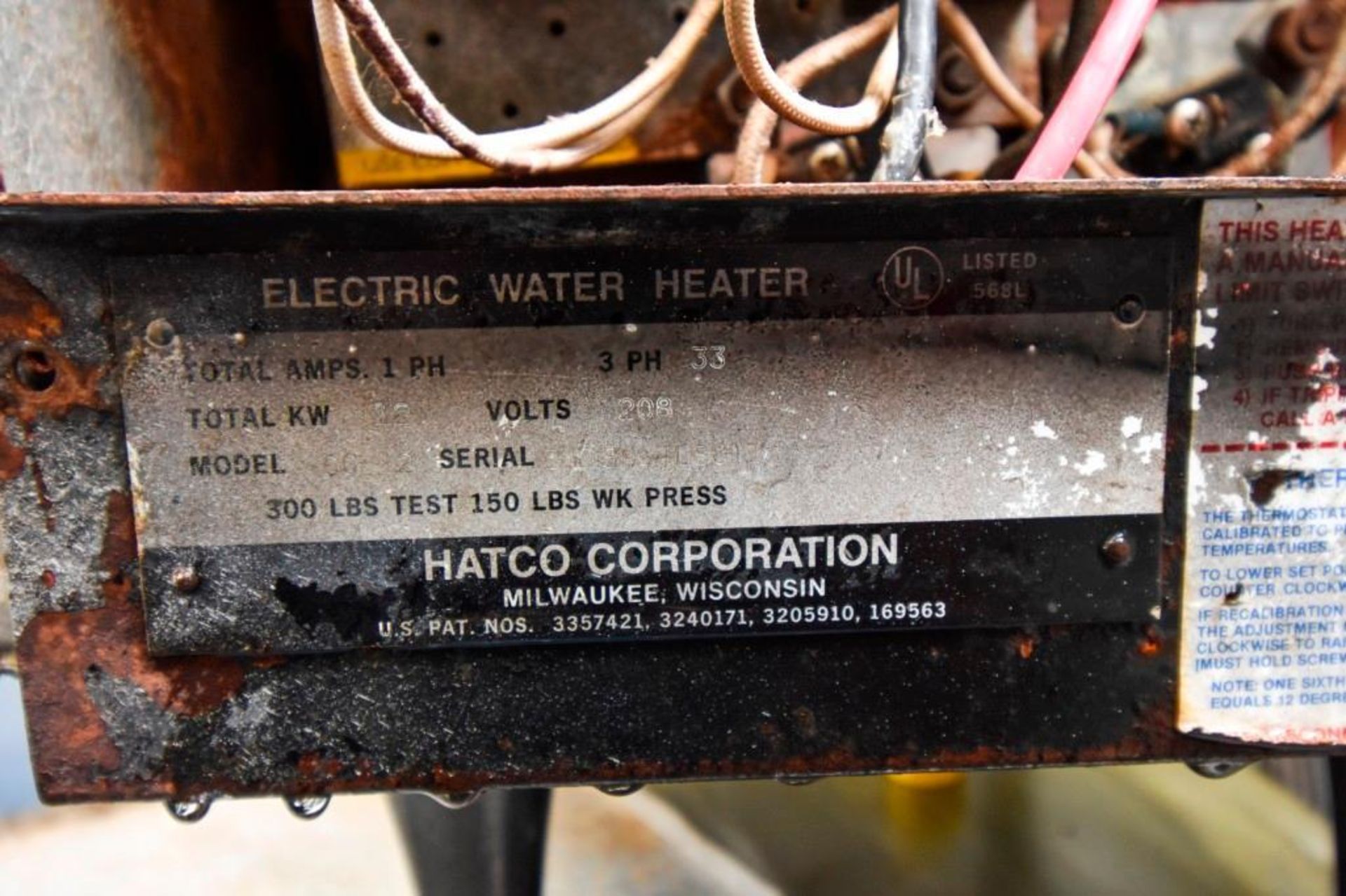 Hatco Corp. Electric Water Heater Tank Capacity: 19 Gallons - Image 10 of 11