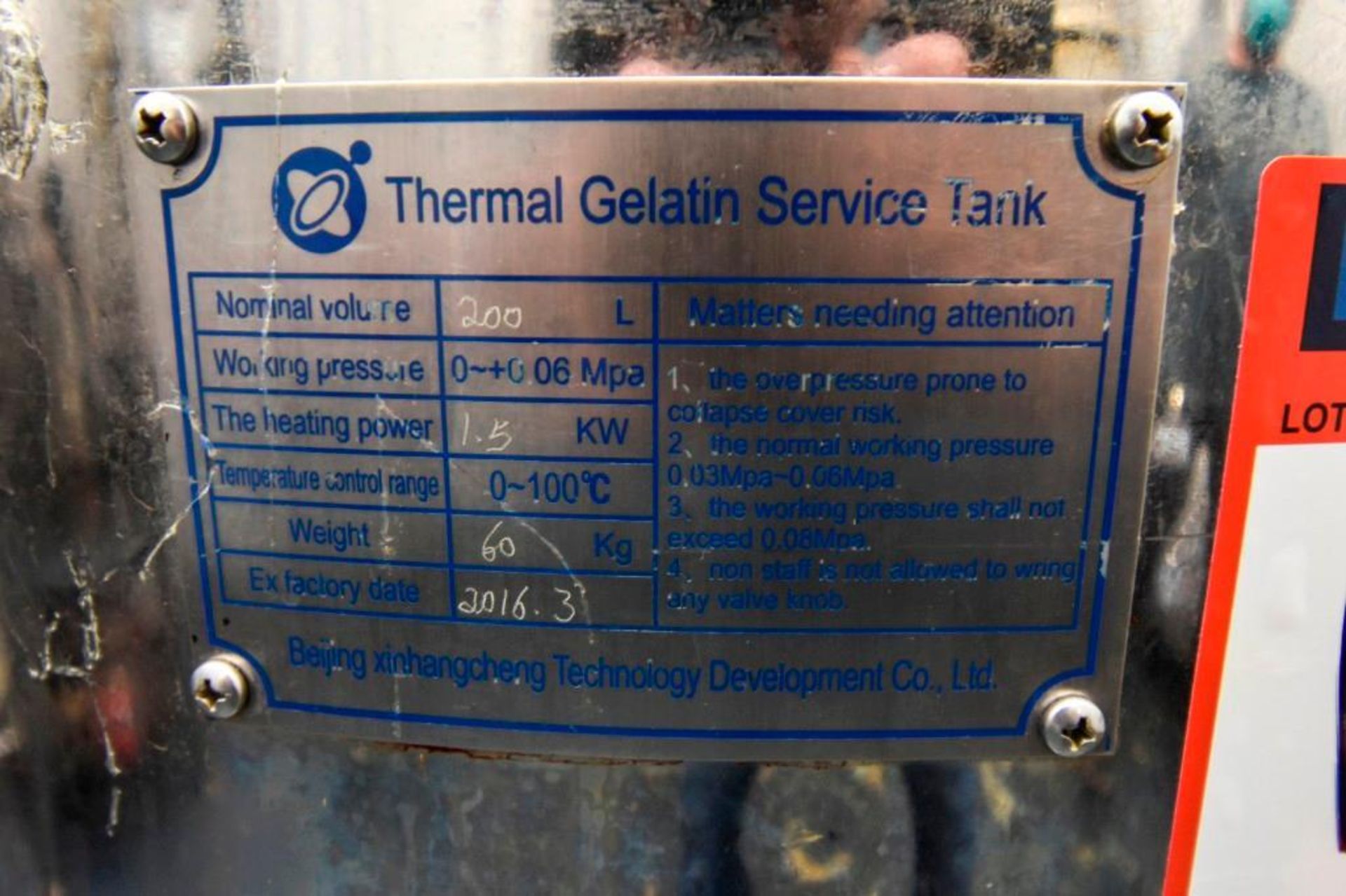 Thermal Gelatin Service Tank 200 L - Image 6 of 6
