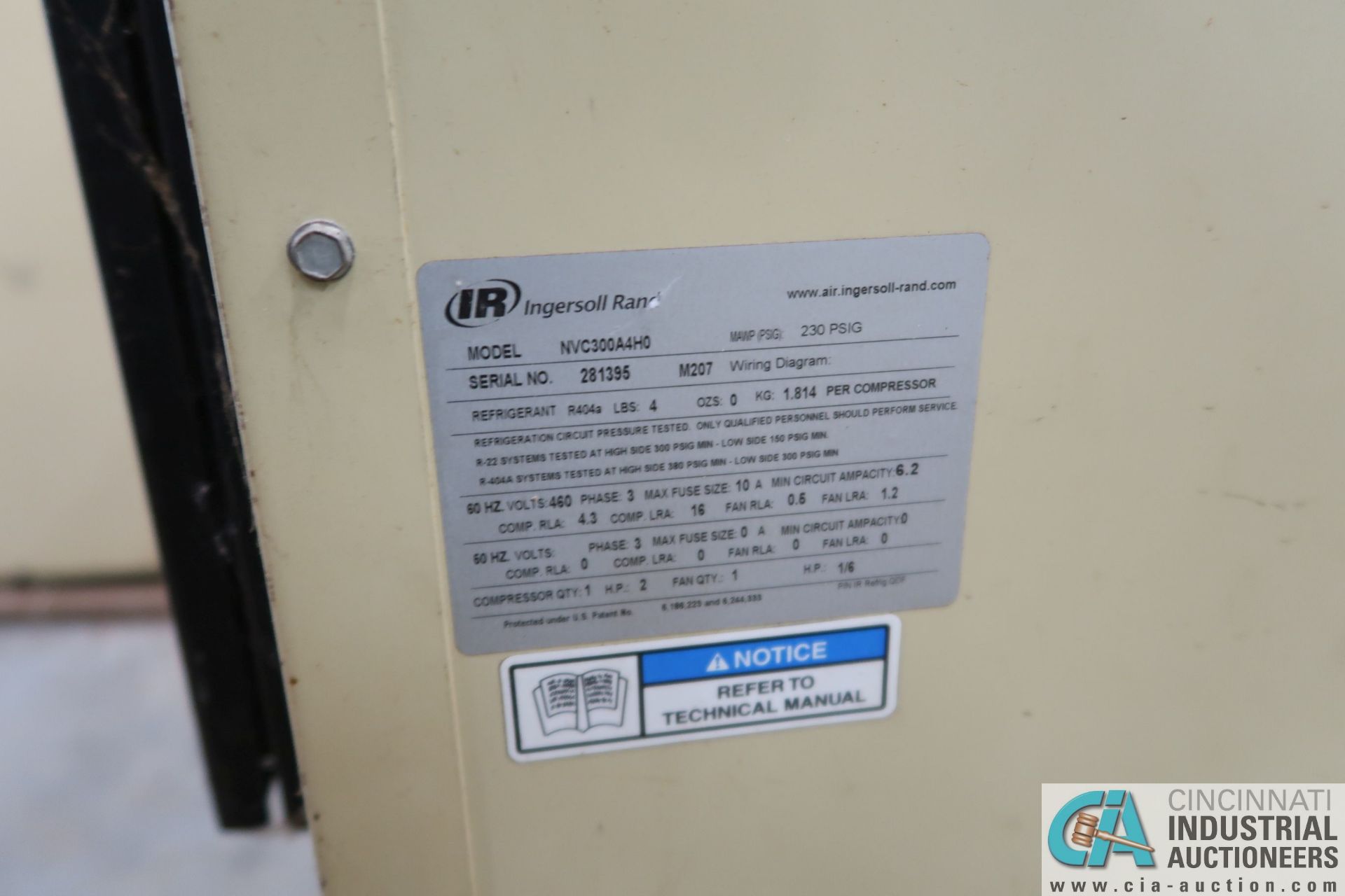 INGERSOLL RAND MODEL NVC3000A4H0 REFRIGERATED AIR DRYER; S/N 281395 - Image 3 of 3