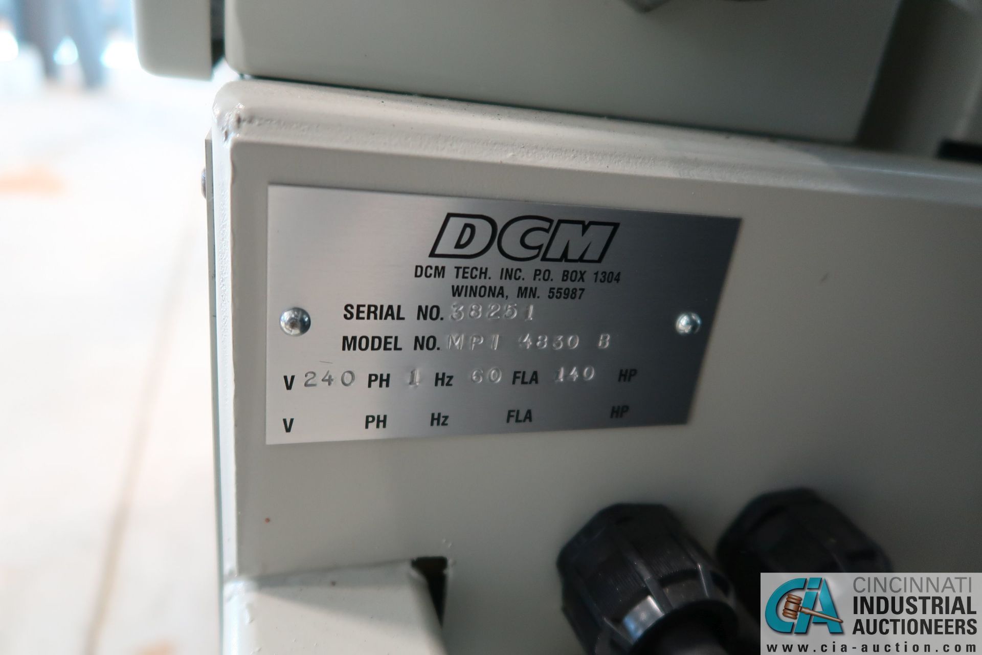 DCM MODEL MPI 4830B MAGNETIC PARTICLE TESTER; S/N 38251, 42" COIL TRAVEL, 30" DIA. COIL, 10,000 - Image 7 of 8