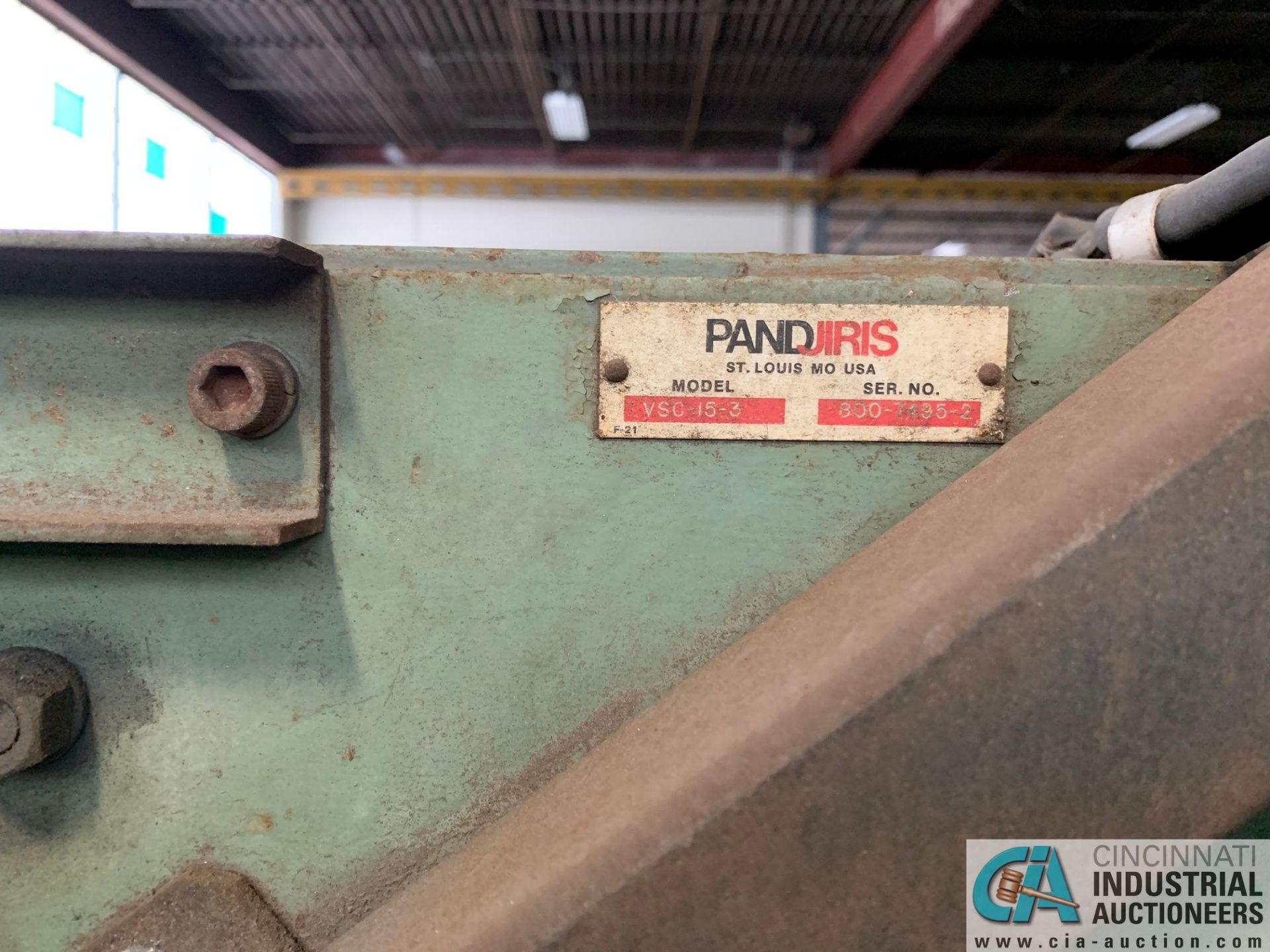 8' PANDJIRIS MODEL 96E836 SEAM WELDER; S/N 600-4403, WITH PANDJIRIS VSC-15-3 SEAM HEAD, VARIABLE - Image 10 of 17