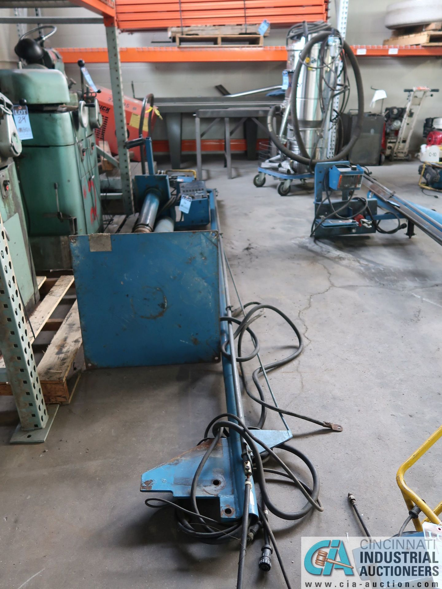 12' MILLER WELDING BOOM WITH 60 SERIES WIRE FEEDER AND PEDESTAL