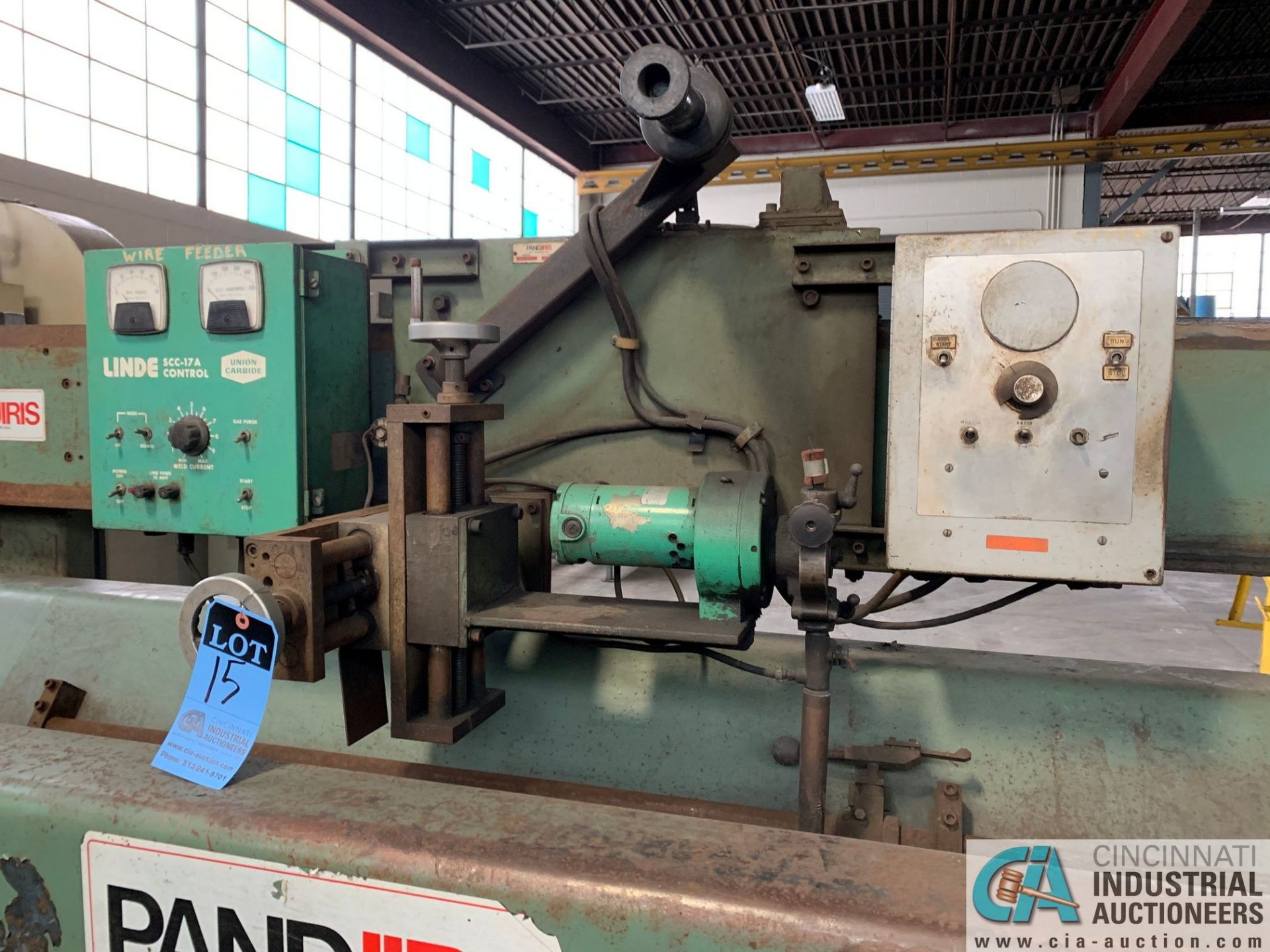 8' PANDJIRIS MODEL 96E836 SEAM WELDER; S/N 600-4403, WITH PANDJIRIS VSC-15-3 SEAM HEAD, VARIABLE - Image 11 of 17