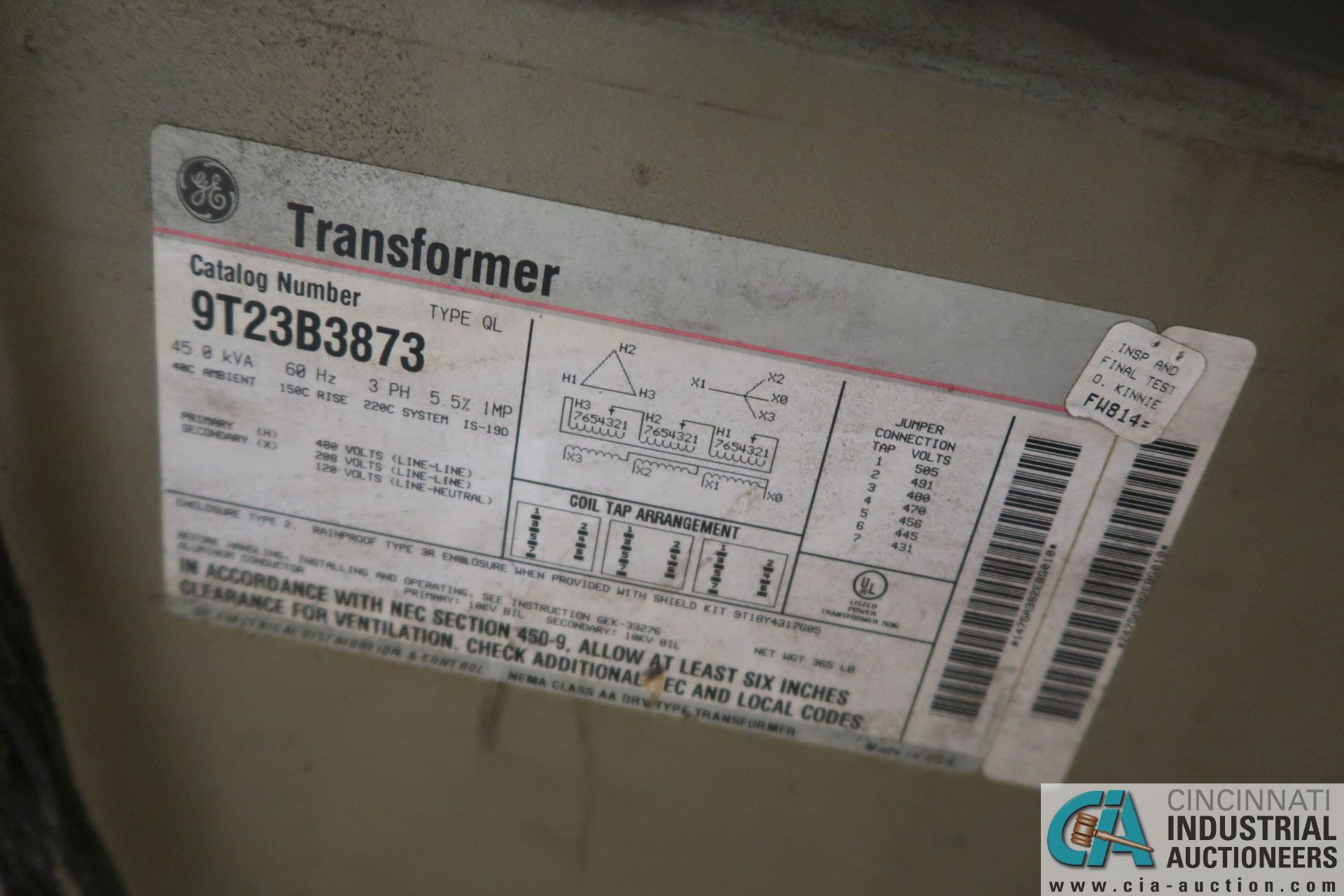 (LOT) 45 KVA G.E. TRANSFORMER & 1 HP PUMP IN SKID - Image 2 of 3