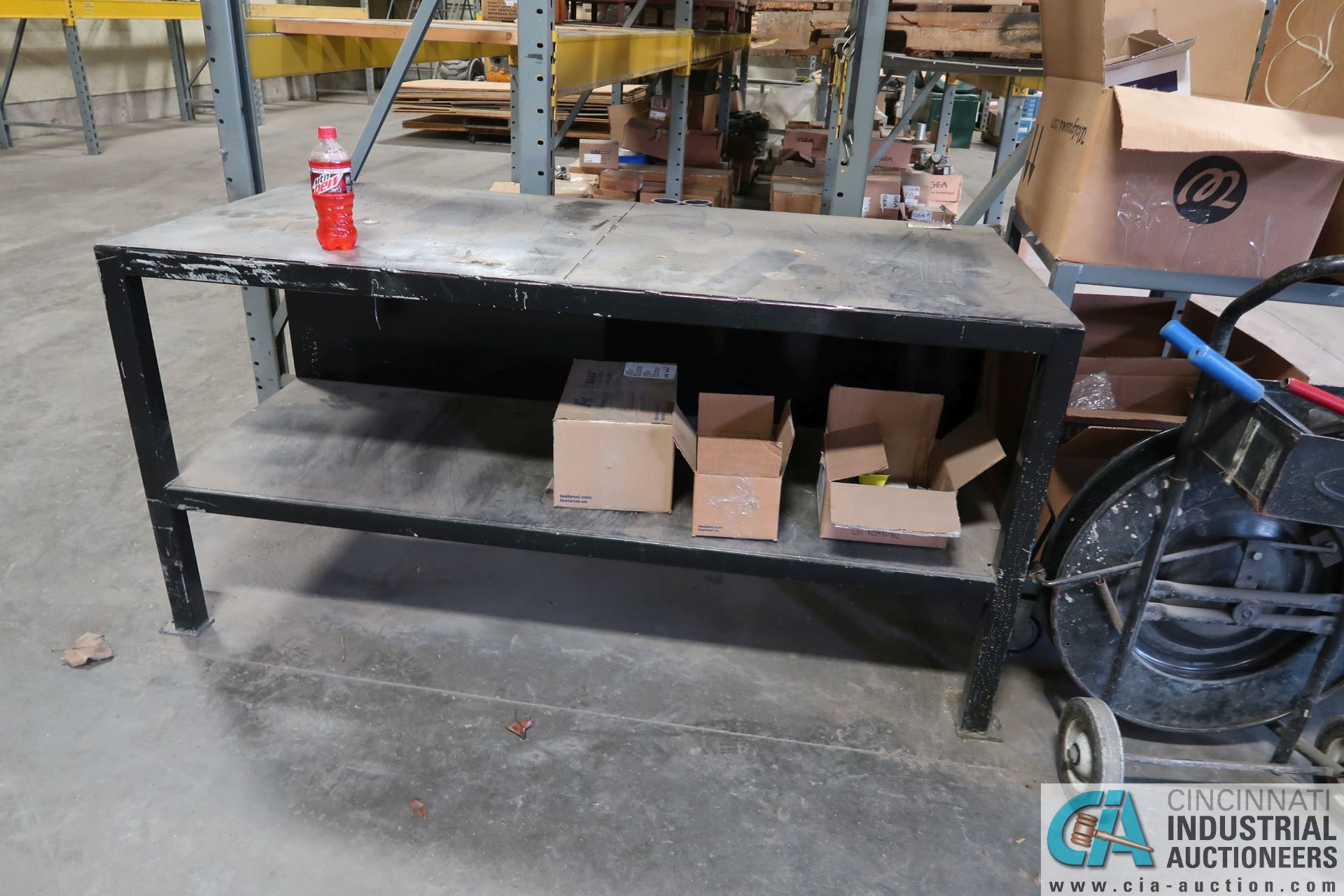 (LOT) STEEL BANDING CART, 2-WHEEL HARD TRUCK, SHIPPING TABLE, SHIPPING SUPPLIES - Image 4 of 4