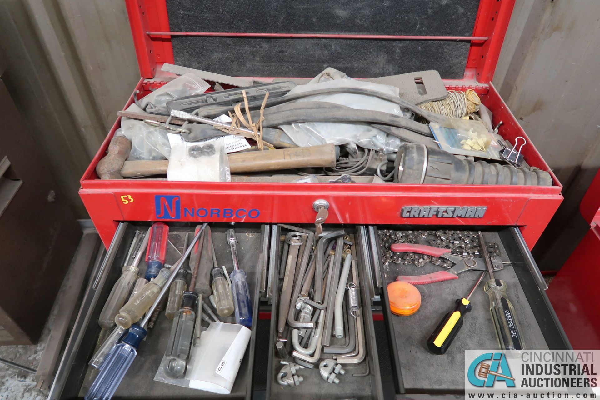 6-DRAWER CRAFTSMAN TOOL BOX WITH TOOLS AND CART - Image 2 of 5