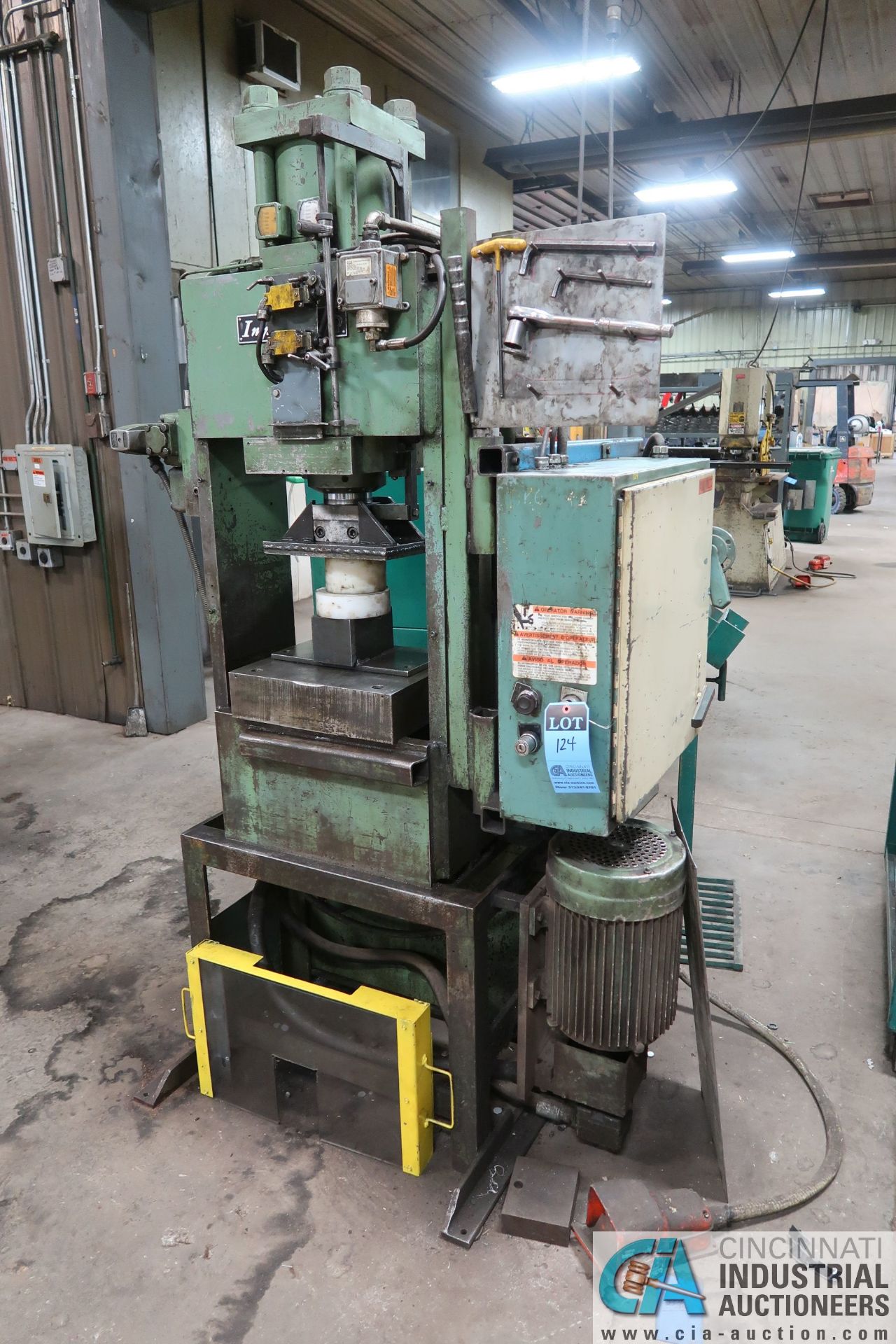 IMPERIAL VERTICAL HYDRAULIC PRESS, 4" DIAMETER ROLL, 16" STROKE (APPROX.), 14" X 16" BED, 20" - Image 2 of 6