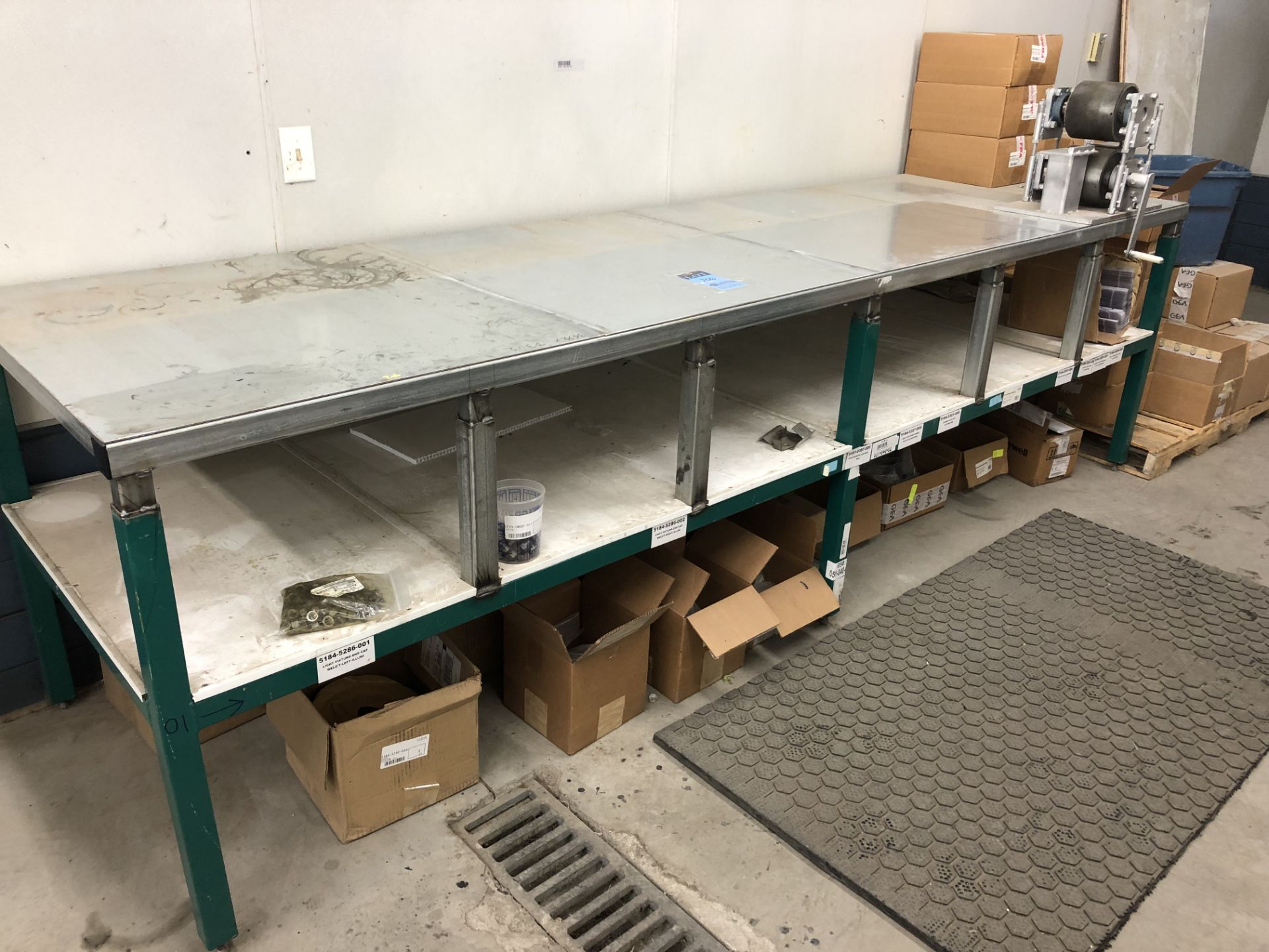 120" X 36" STEEL BENCHES ** NO RACKS ATTACHED TO WALL **